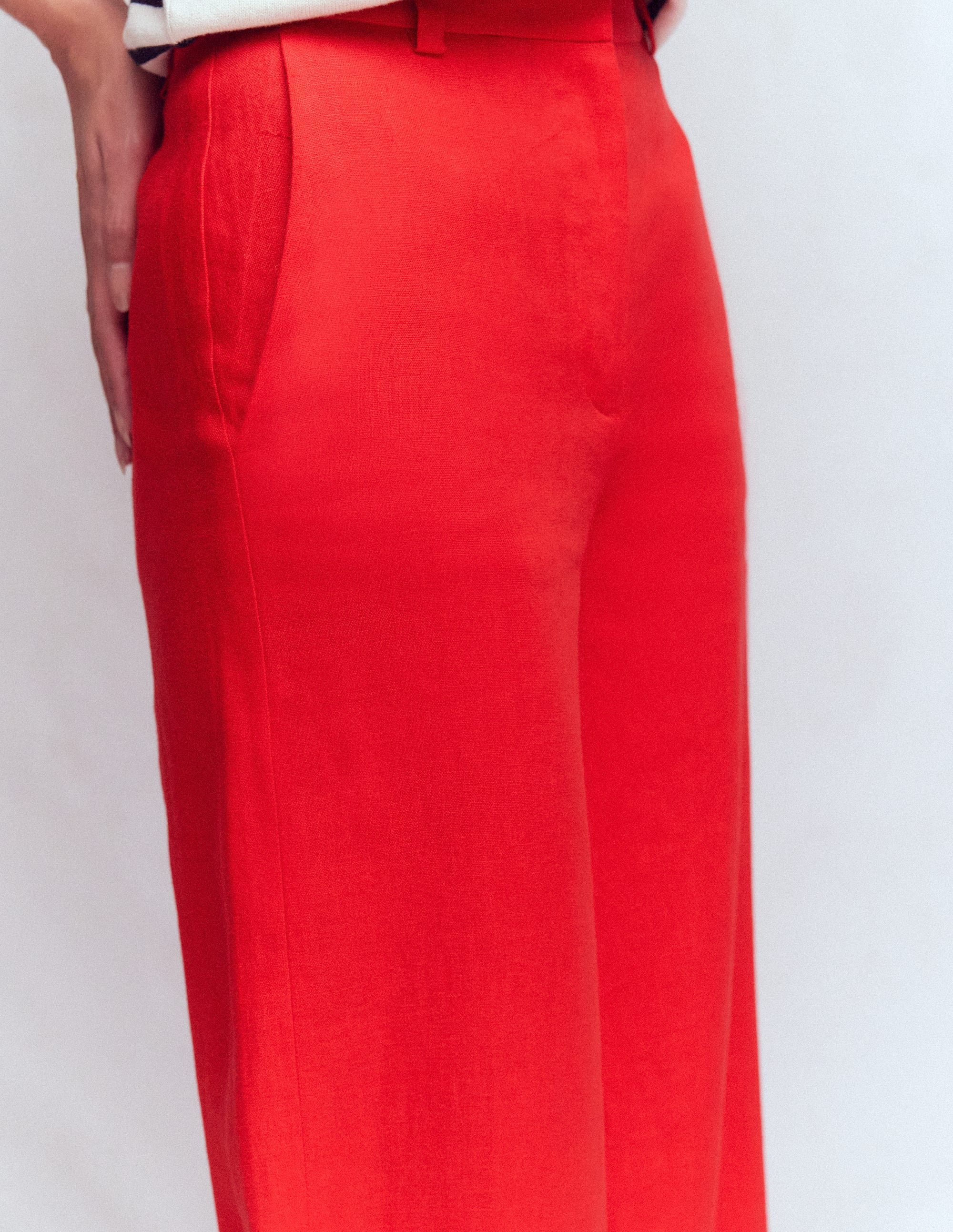Belgravia Linen Trousers-Bright Cherry - Image 2