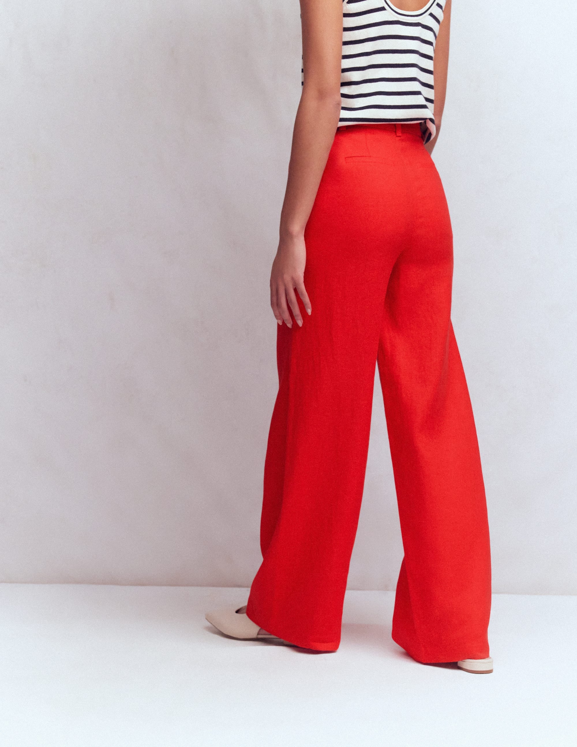 Belgravia Linen Trousers-Bright Cherry - Image 3