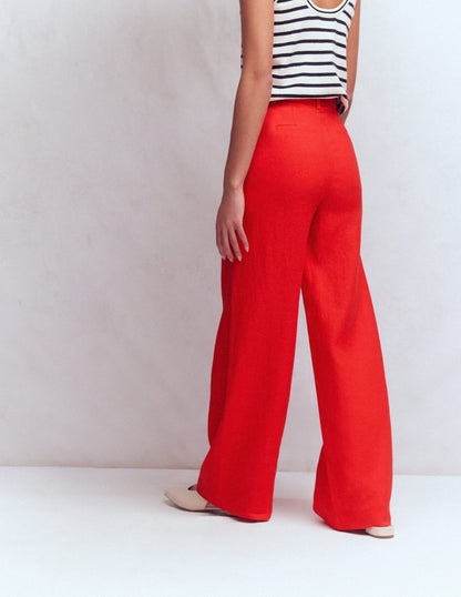 Pantalon Belgravia en lin-Rouge coquelicot-4