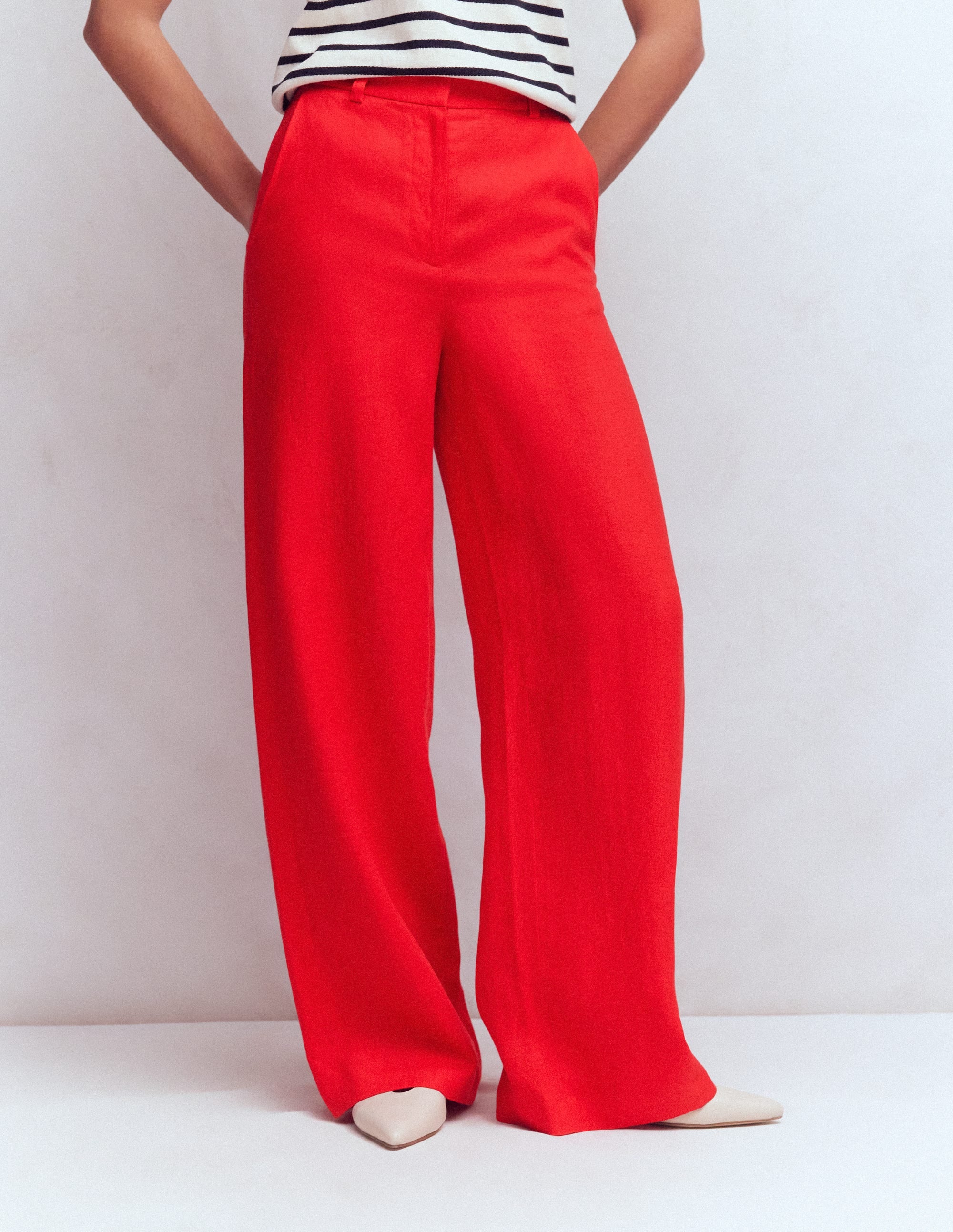 Belgravia Linen Trousers-Bright Cherry - Image 4