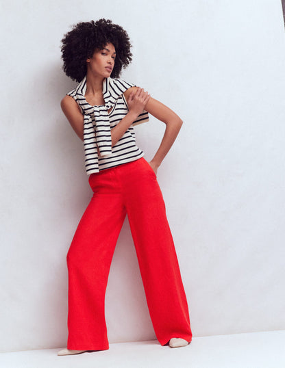 Pantalon Belgravia en lin-Rouge coquelicot-6