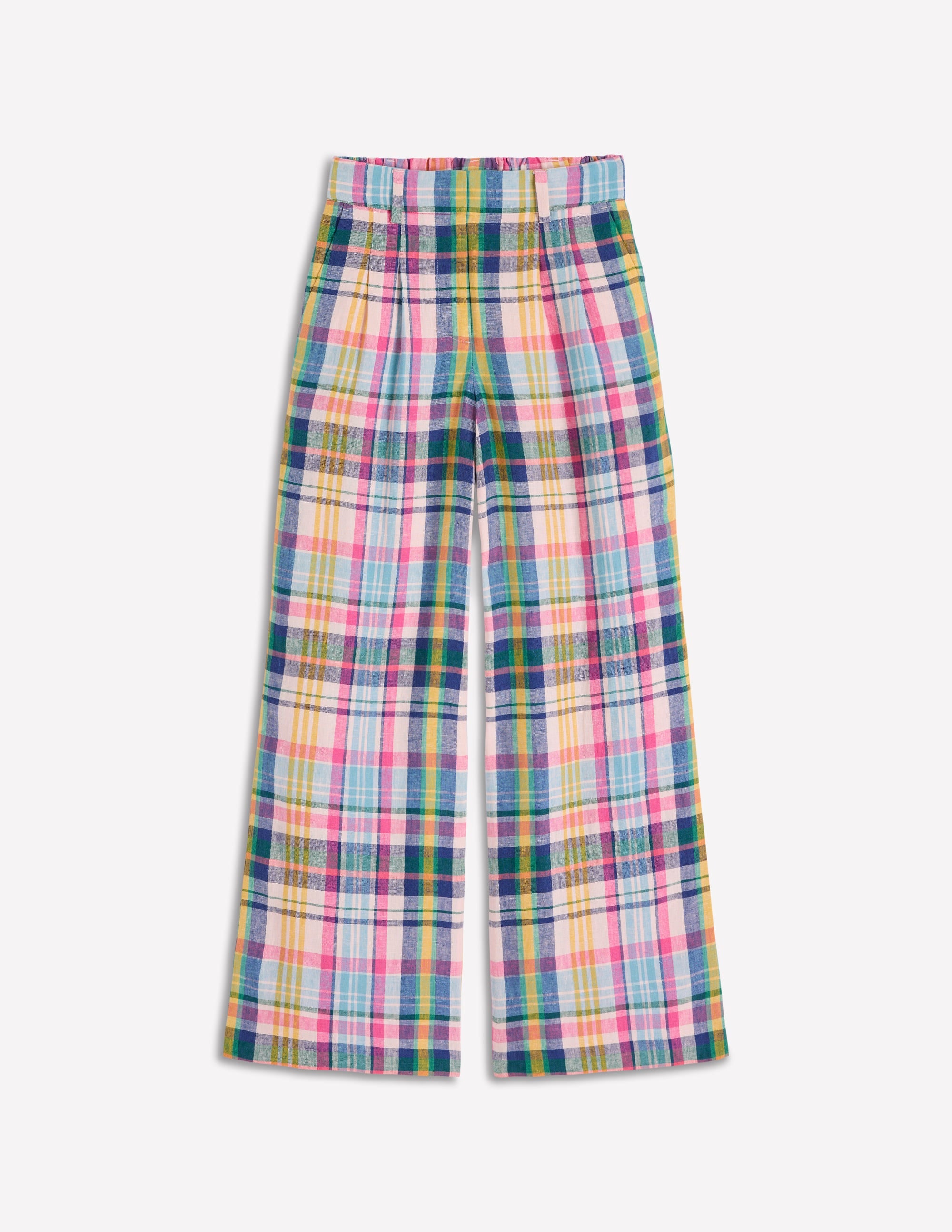 Kensington Leinenhose-Blau, Rosa und Grün Madraskaro - Image 7