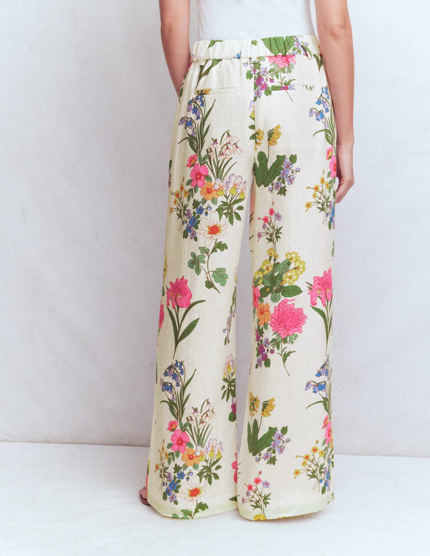 Kensington Leinenhose-Weiß, Dekorative Blüten