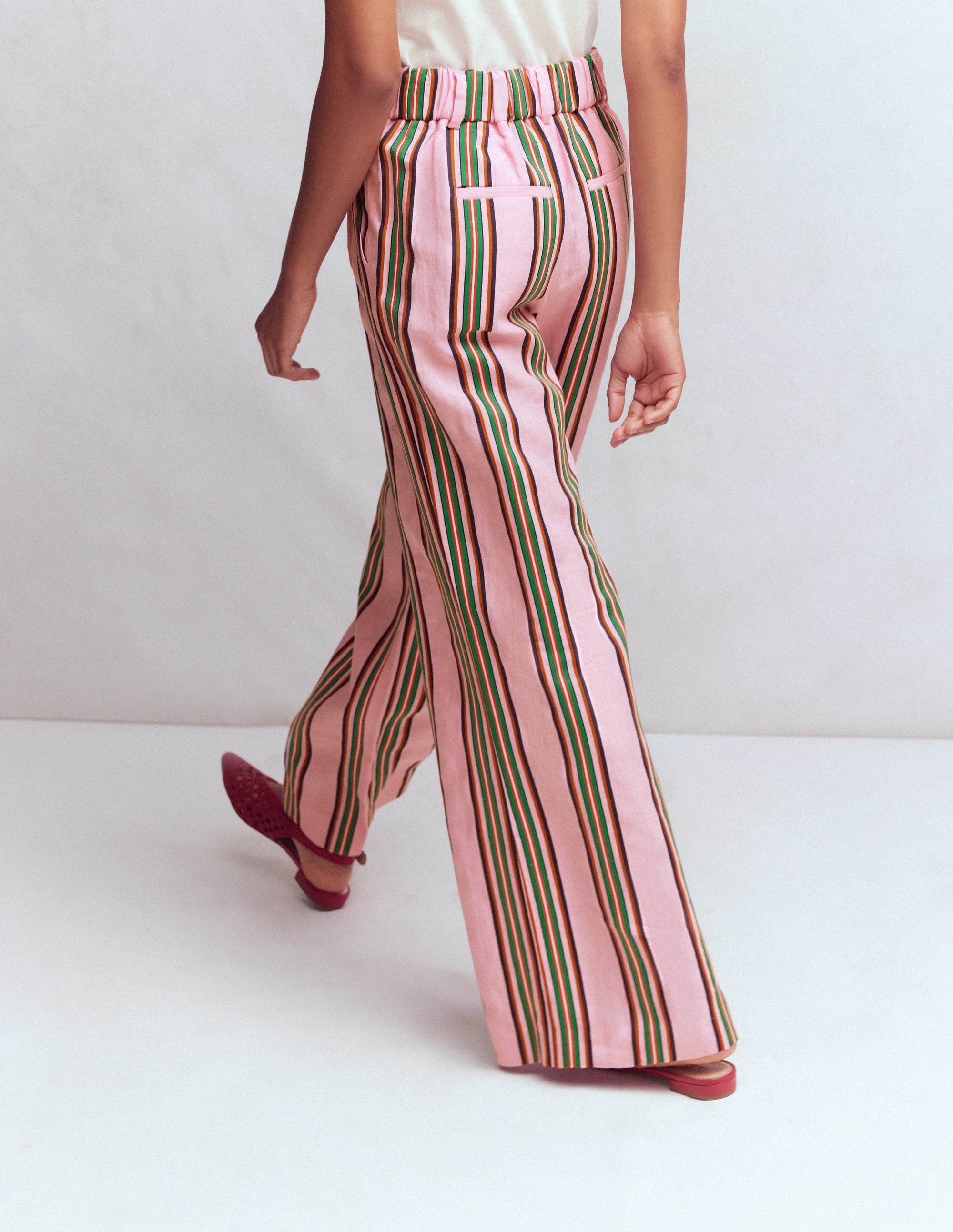 Kensington Leinenhose-Rosa und Grün Streifen - Image 3