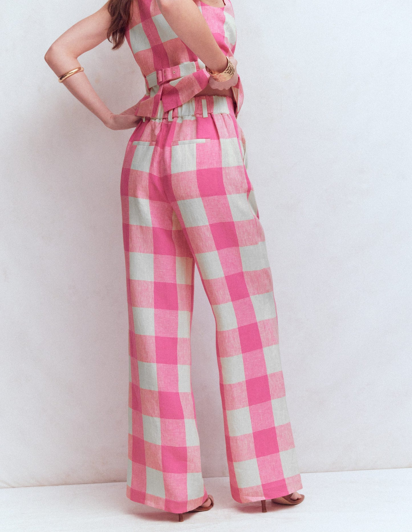 Kensington Leinenhose-Kräftiges Rosa, Vichykaro