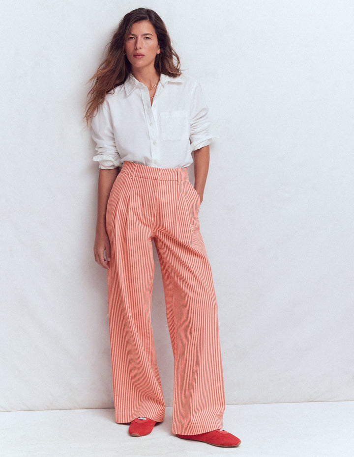 Pantalon large Kensington-Coutil rouge