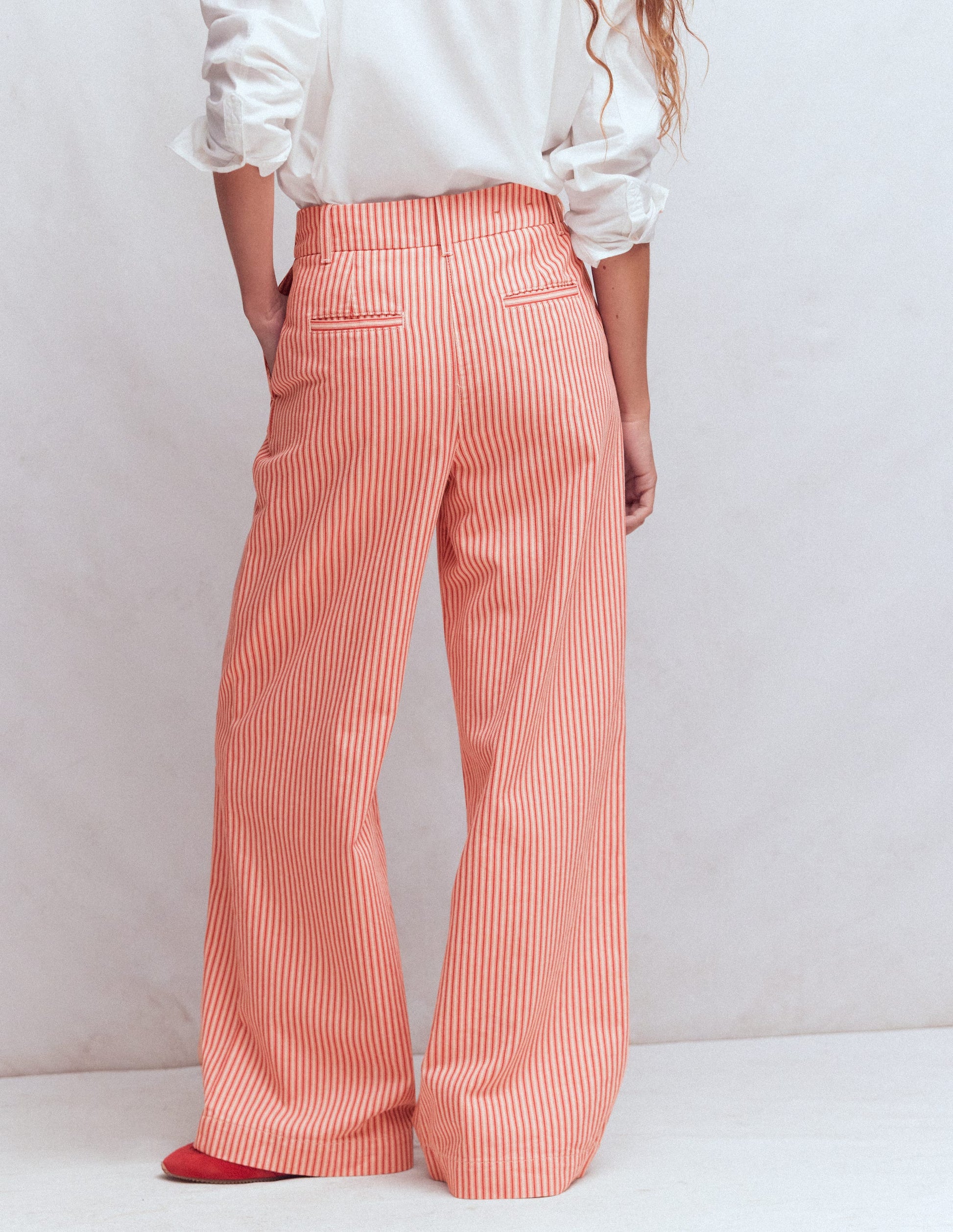 Kensington Hose mit weitem Bein-Rot, Feine Streifen-3