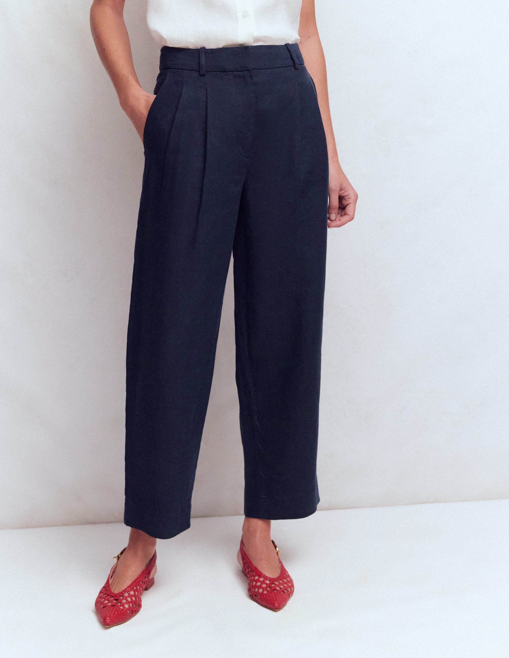 Pantalon Bloomsbury en lin-Bleu marine - Image 4