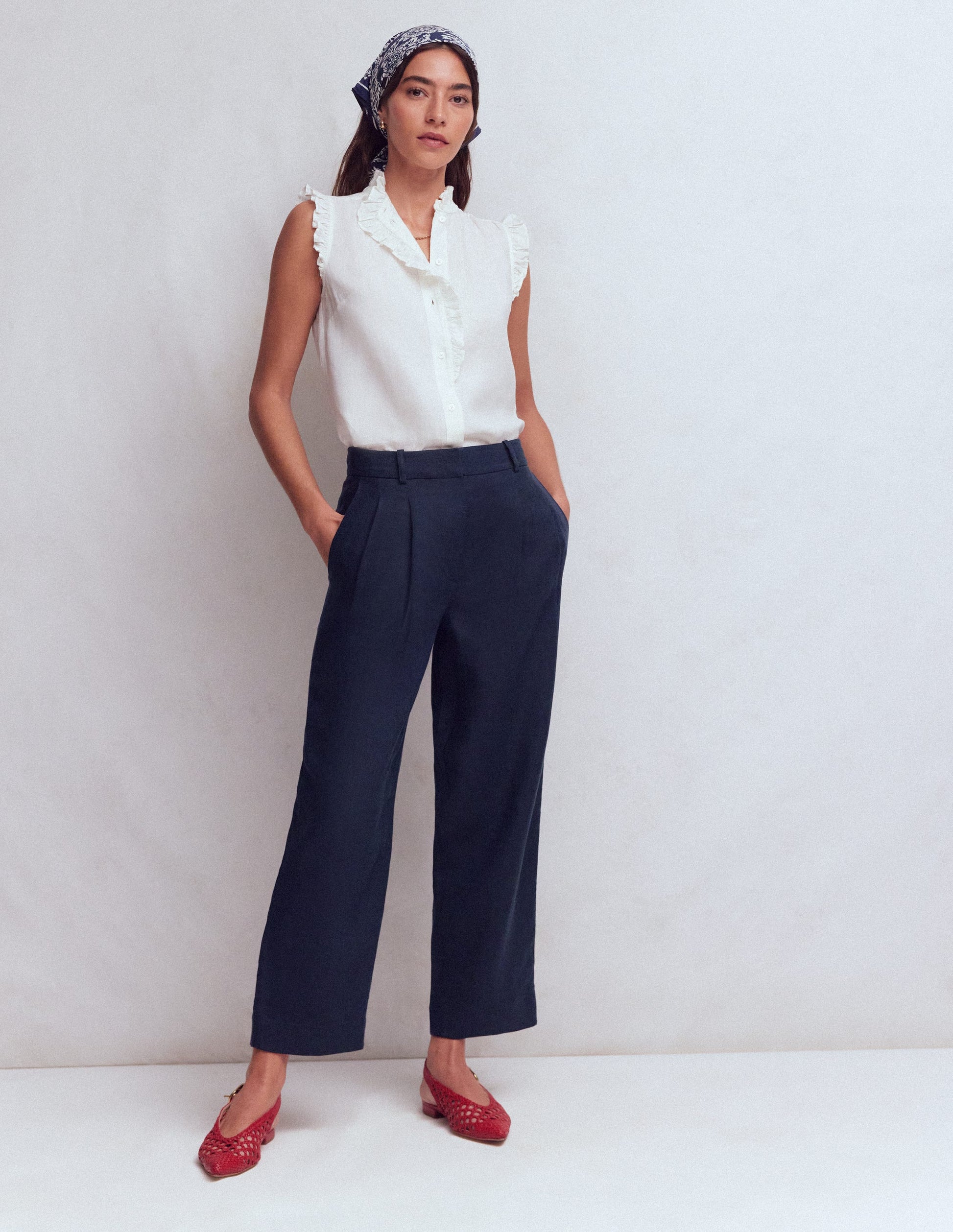 Bloomsbury Leinenhose-Marineblau-5