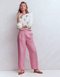 Pantalon Bloomsbury en lin-Chambray rose reine-des-prés