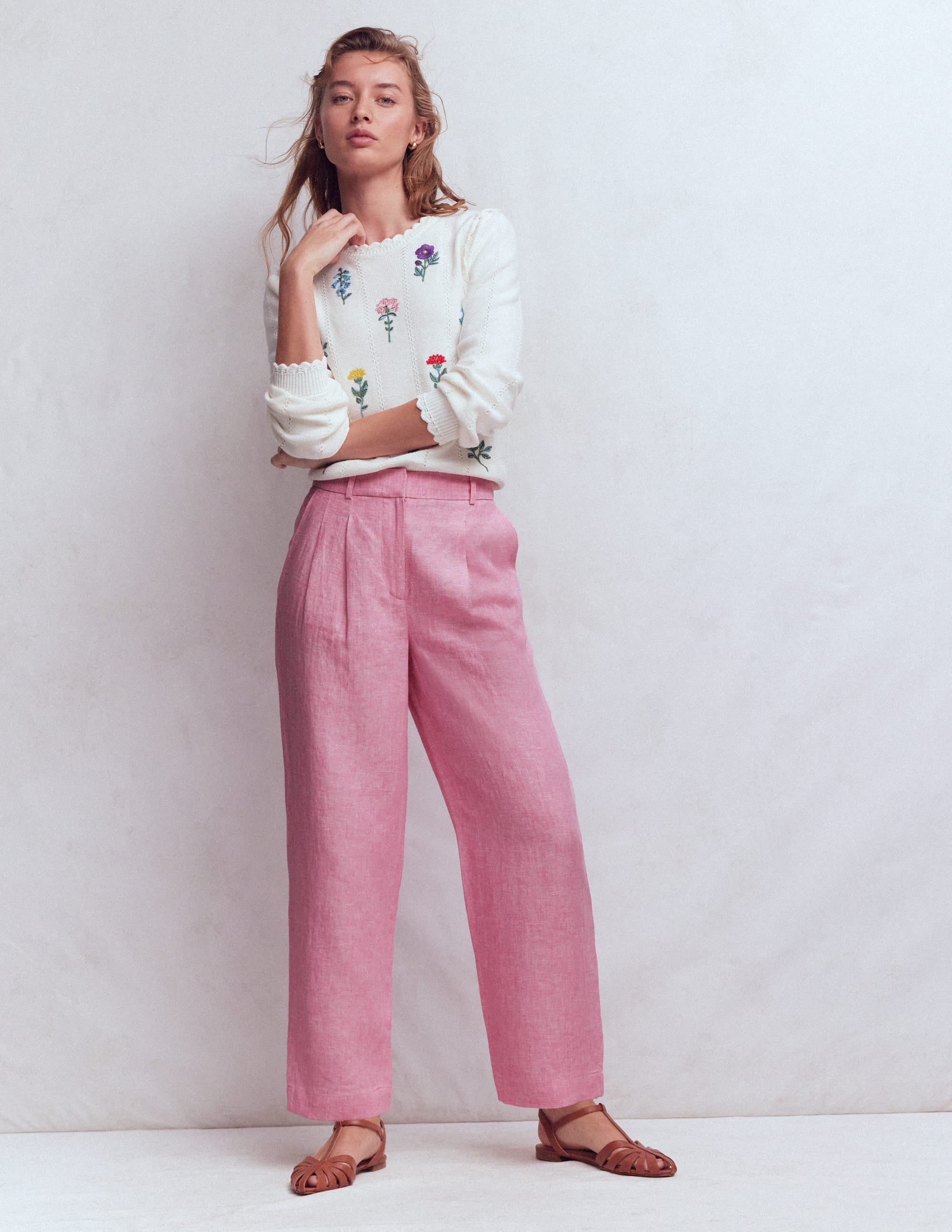 Bloomsbury Leinenhose-Wiesenrosa Chambray - Image 1