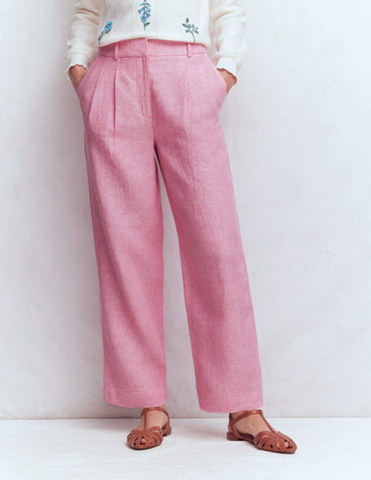 Bloomsbury Linen Trousers-Meadowsweet Pink Chambray-4