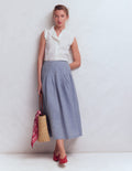 Jupe Valentina en lin-Chambray Bleu