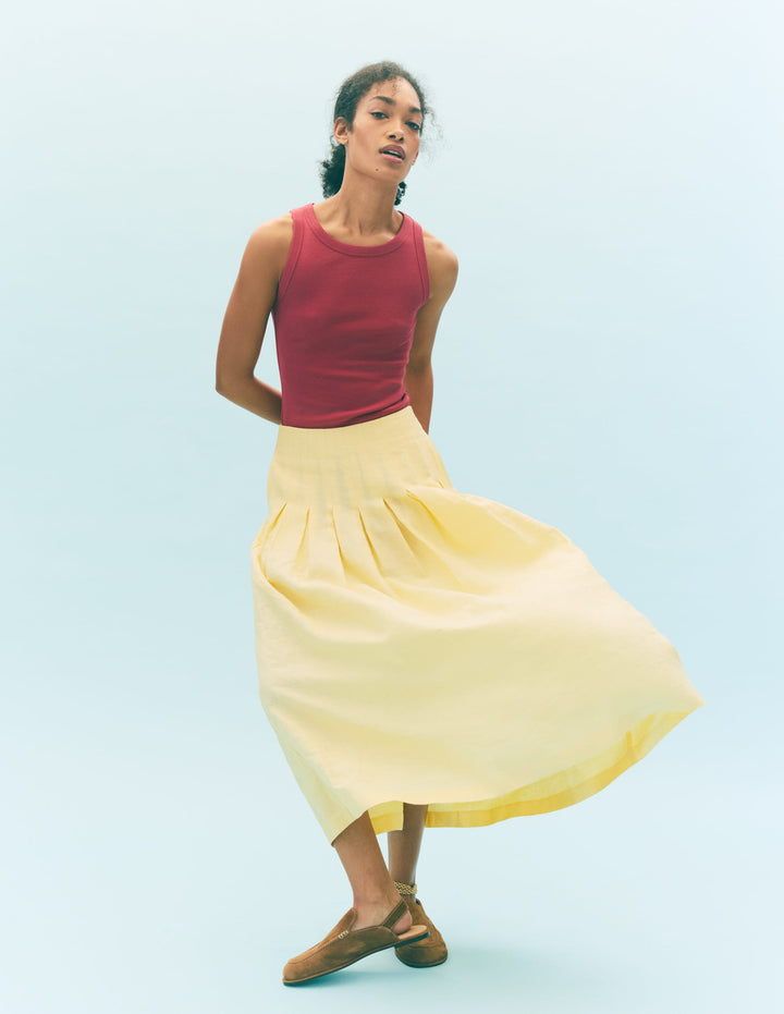 Valentina Linen Skirt-Buttercream