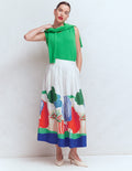 Jupe Valentina en lin-Multi, motif Abstract Valley