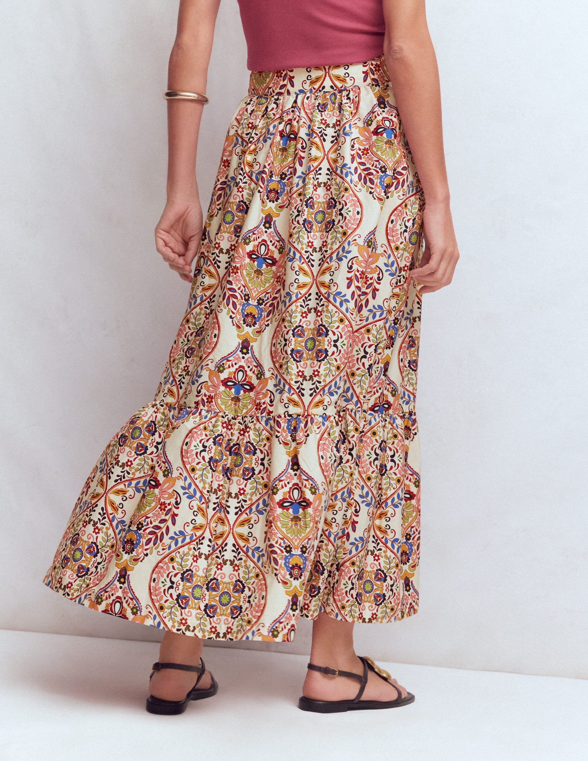 Jupe longue Abigail en popeline-Multi, motif Enchanted Gardenia - Image 3