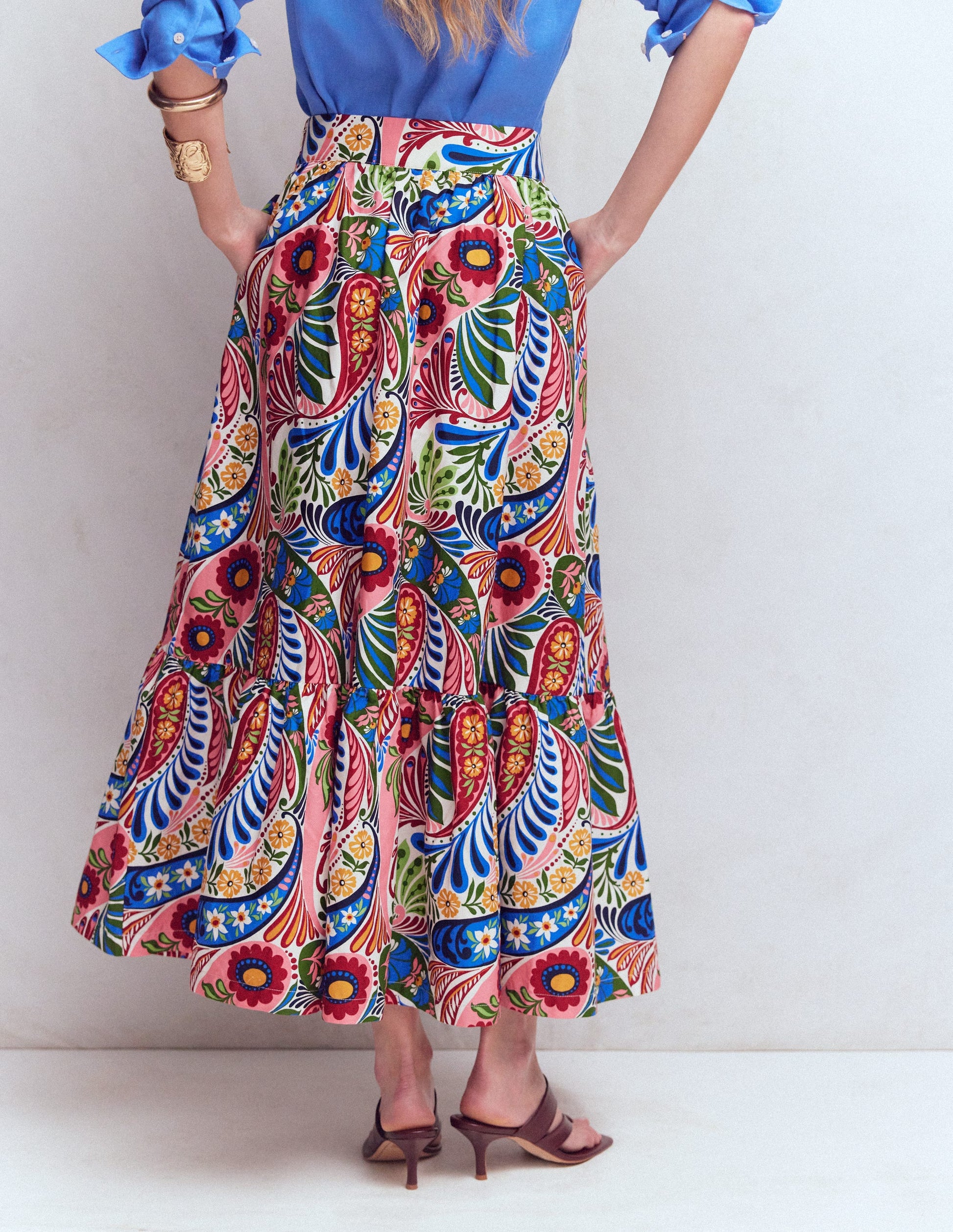 Abigail Popeline-Maxirock-Bunt, Verwunschenes Paisleymuster-3