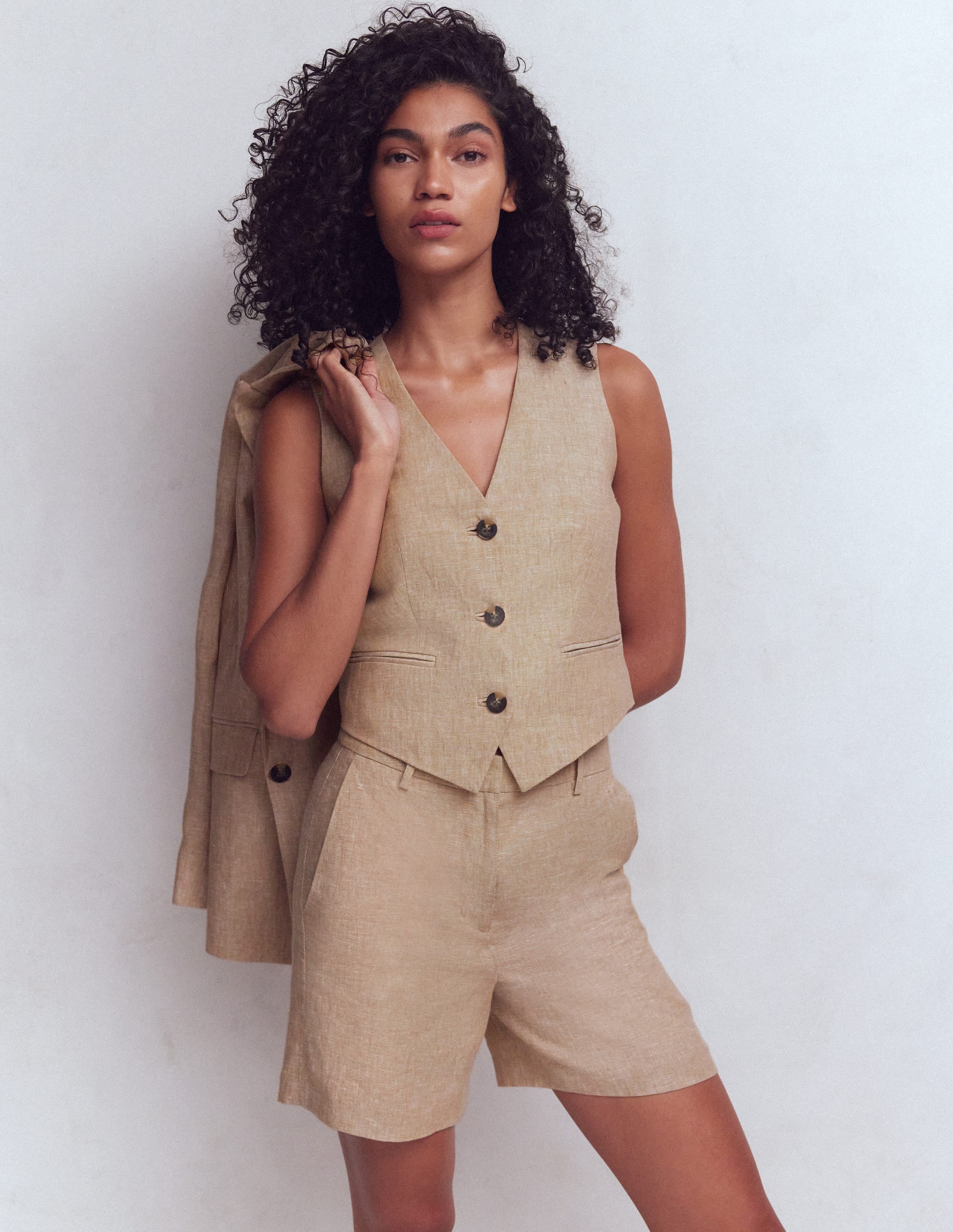 Belgravia Leinenshorts-Cappuccino Chambray - Image 1