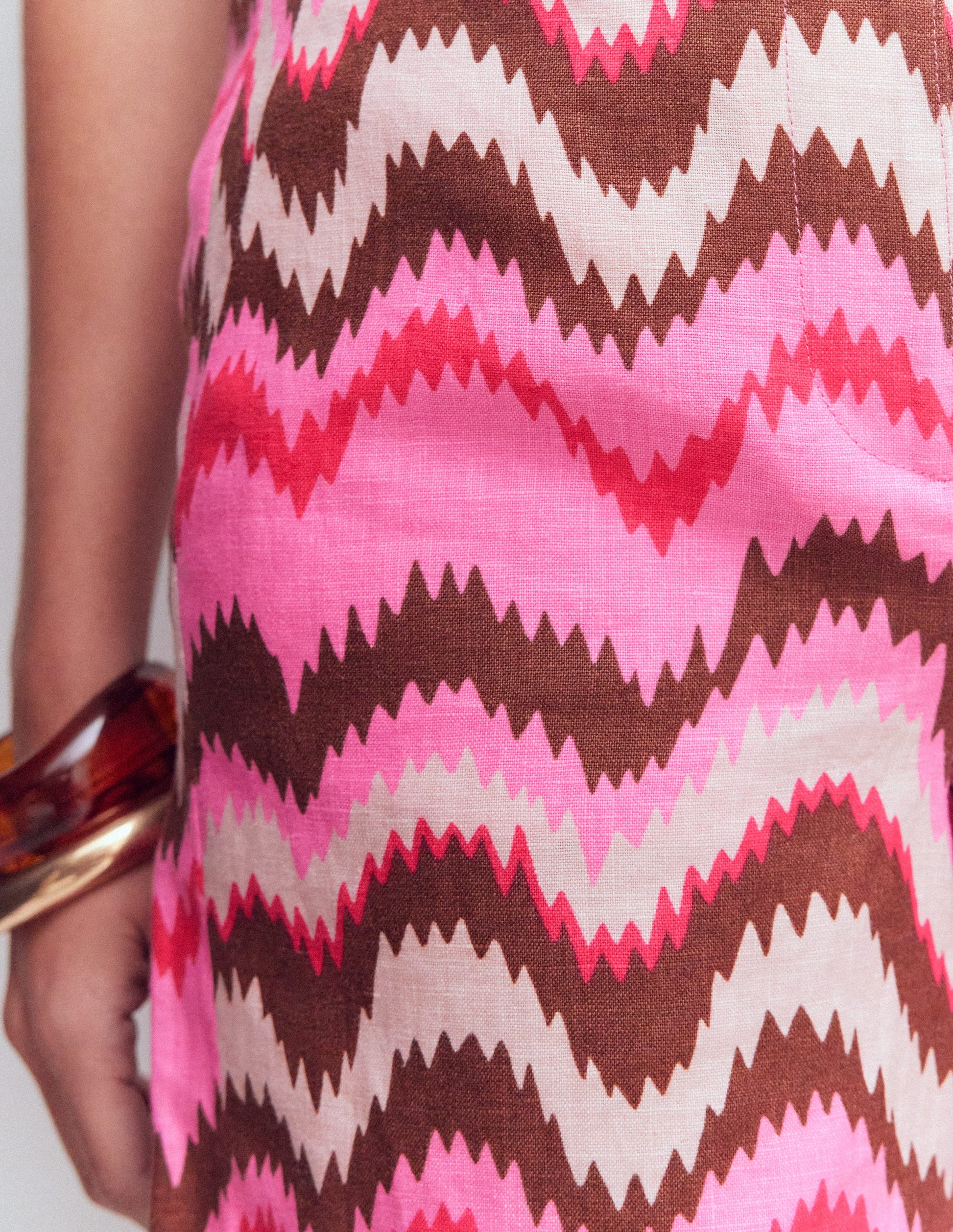 Short Belgravia en lin-Rose puissant, vague zigzag-2