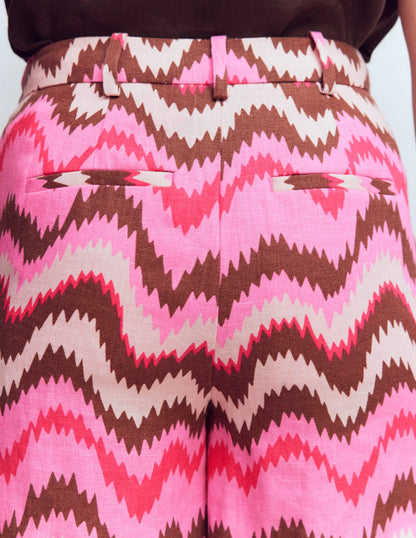 Short Belgravia en lin-Rose puissant, vague zigzag-5