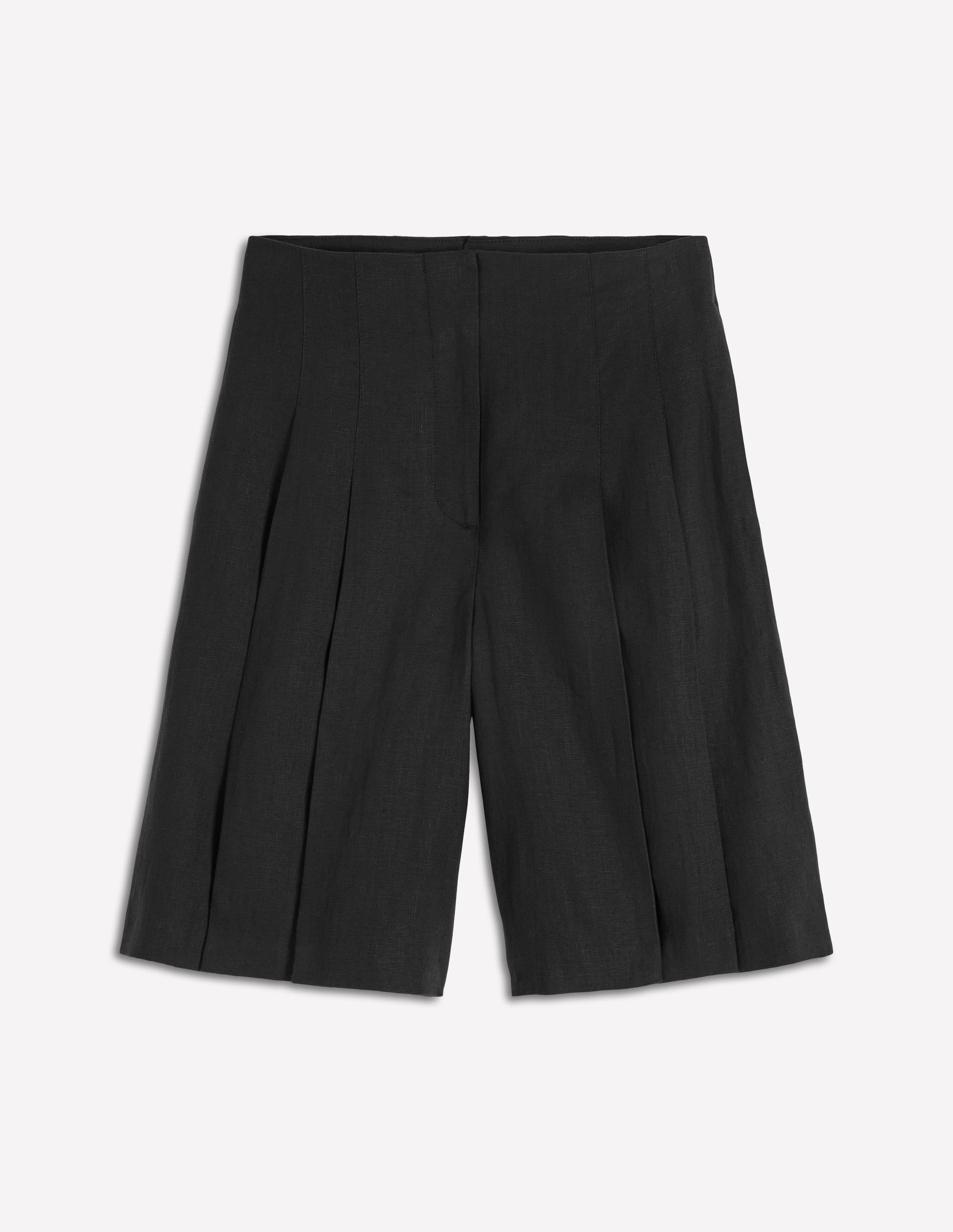 Highbury Leinenshorts mit Faltendetail-Schwarz - Image 5