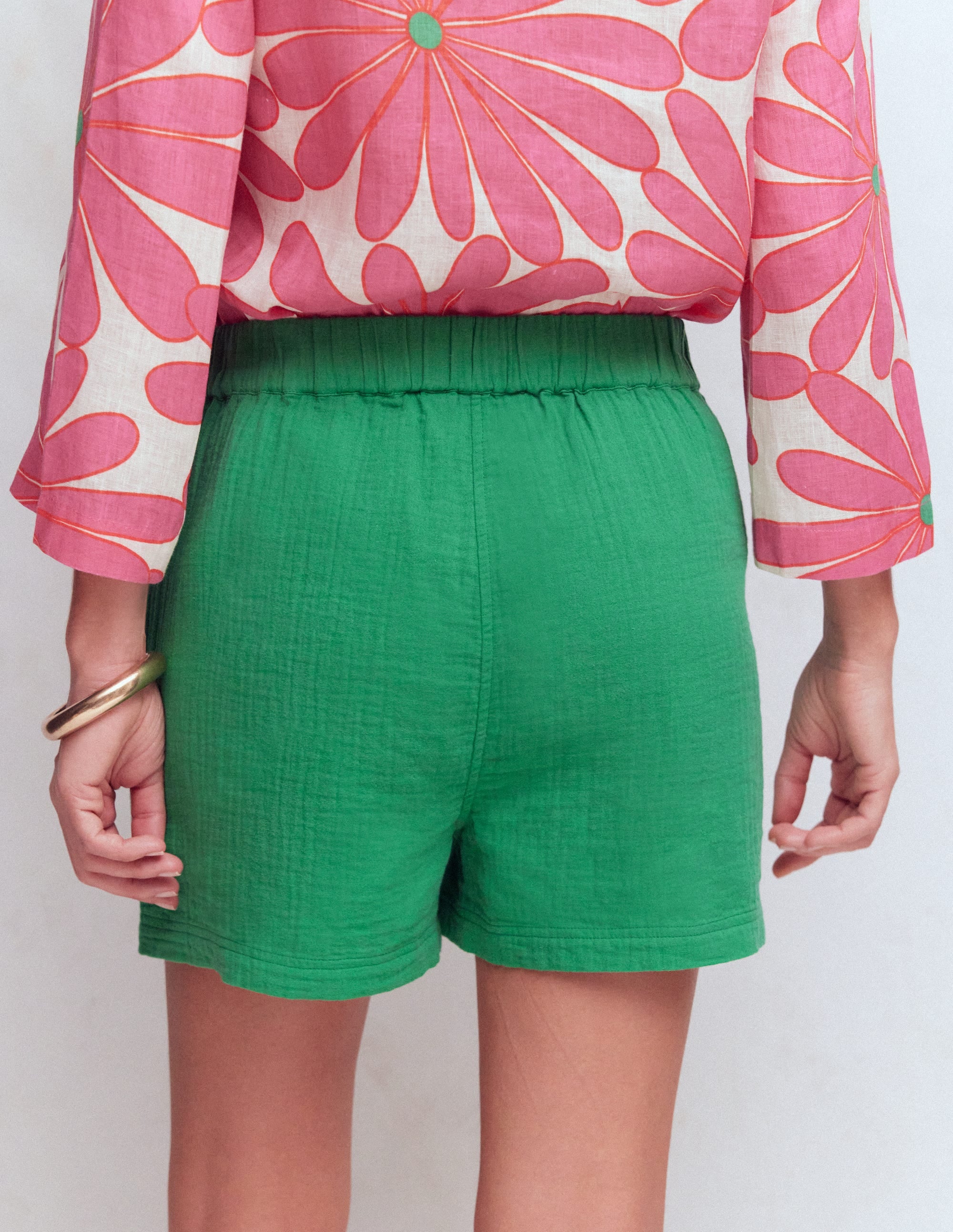 Short à enfiler double-étoffe-Vert trèfle - Image 3