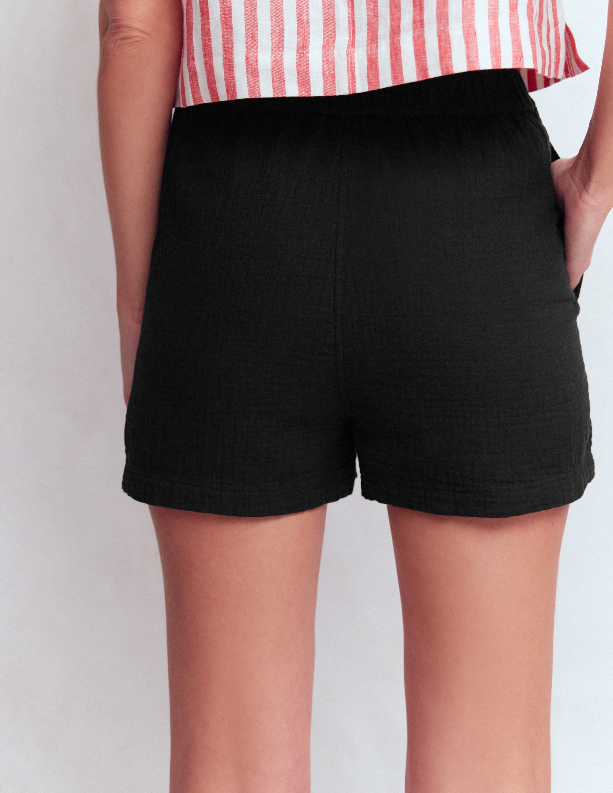 Short à enfiler double-étoffe-Noir - Image 3