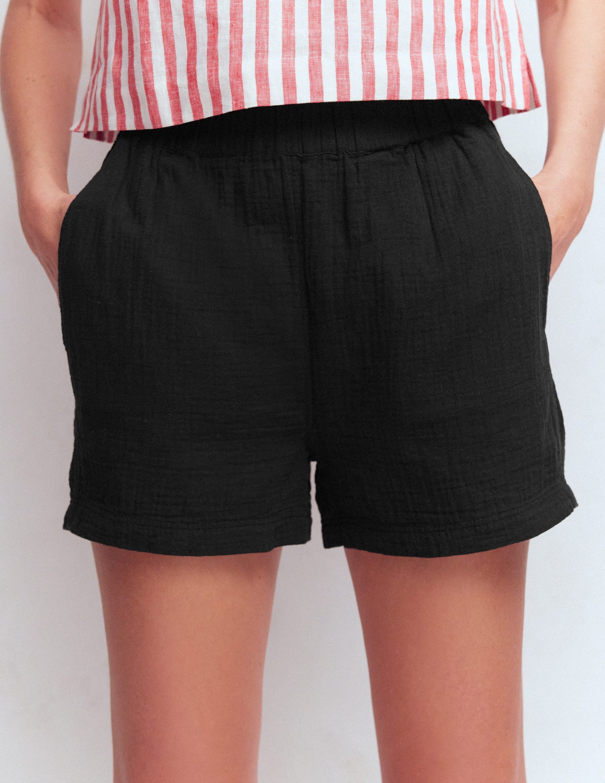 Doppeltuch-Shorts zum Hineinschlüpfen-Schwarz-5