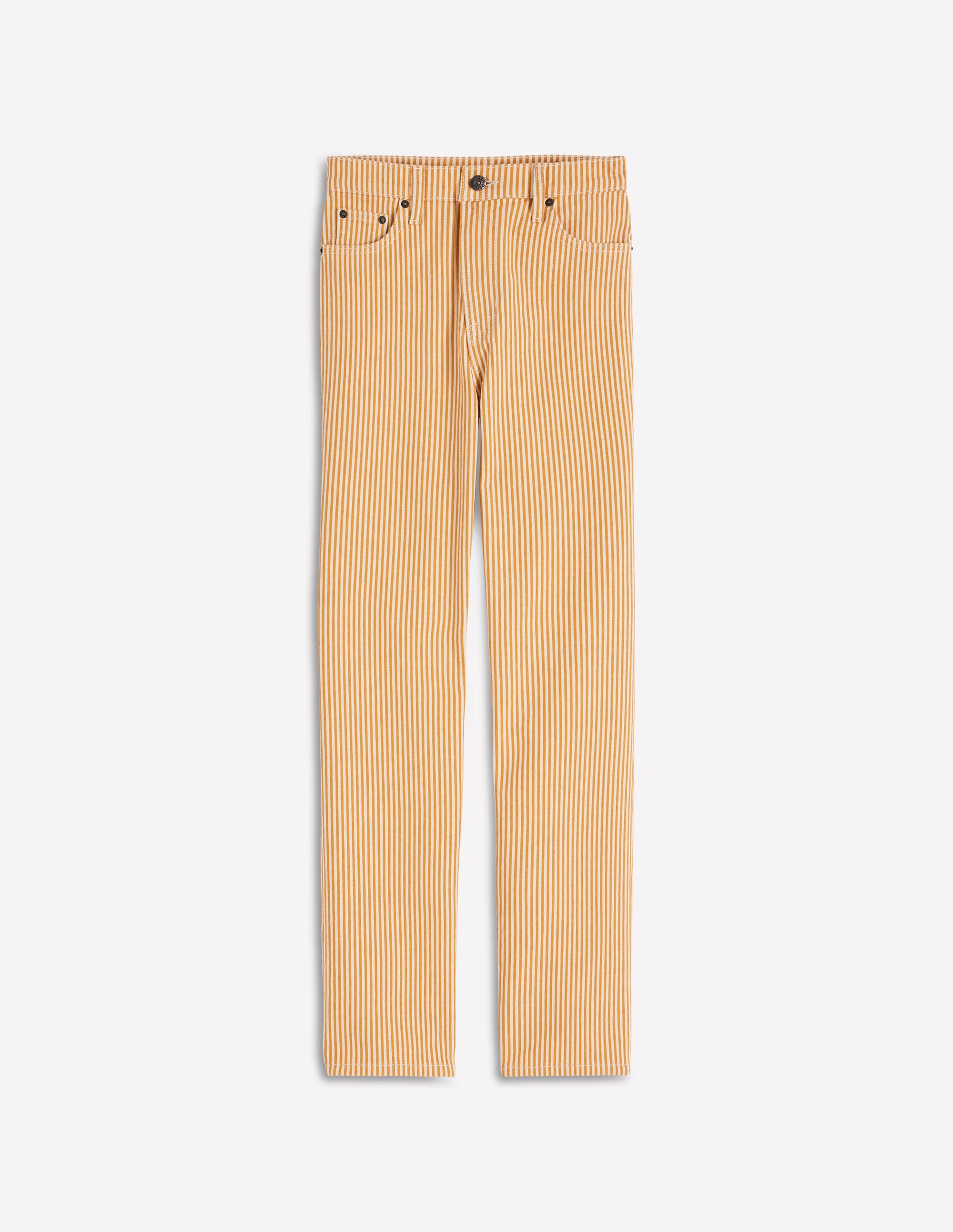Jean droit à taille haute-Rayé Jaune - Image 6