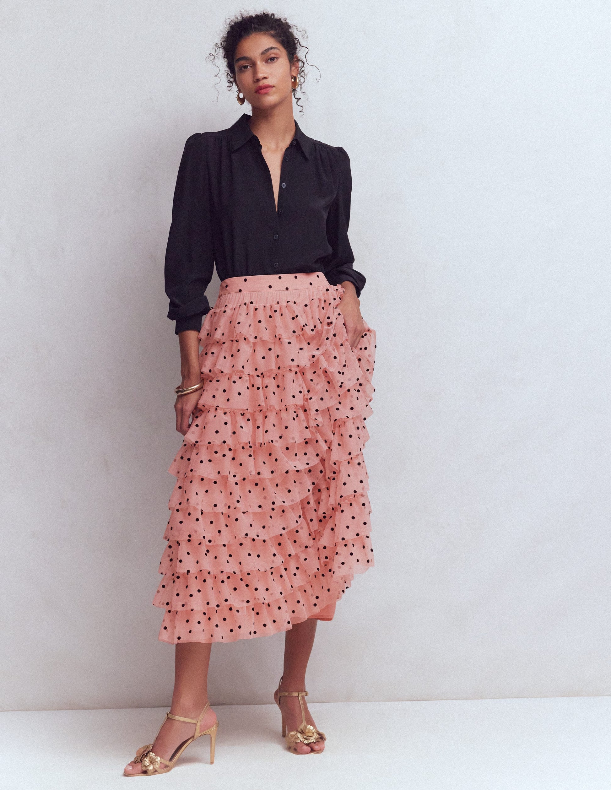 Gestufter Tüllrock-Rosa Gemalte Tupfen-6