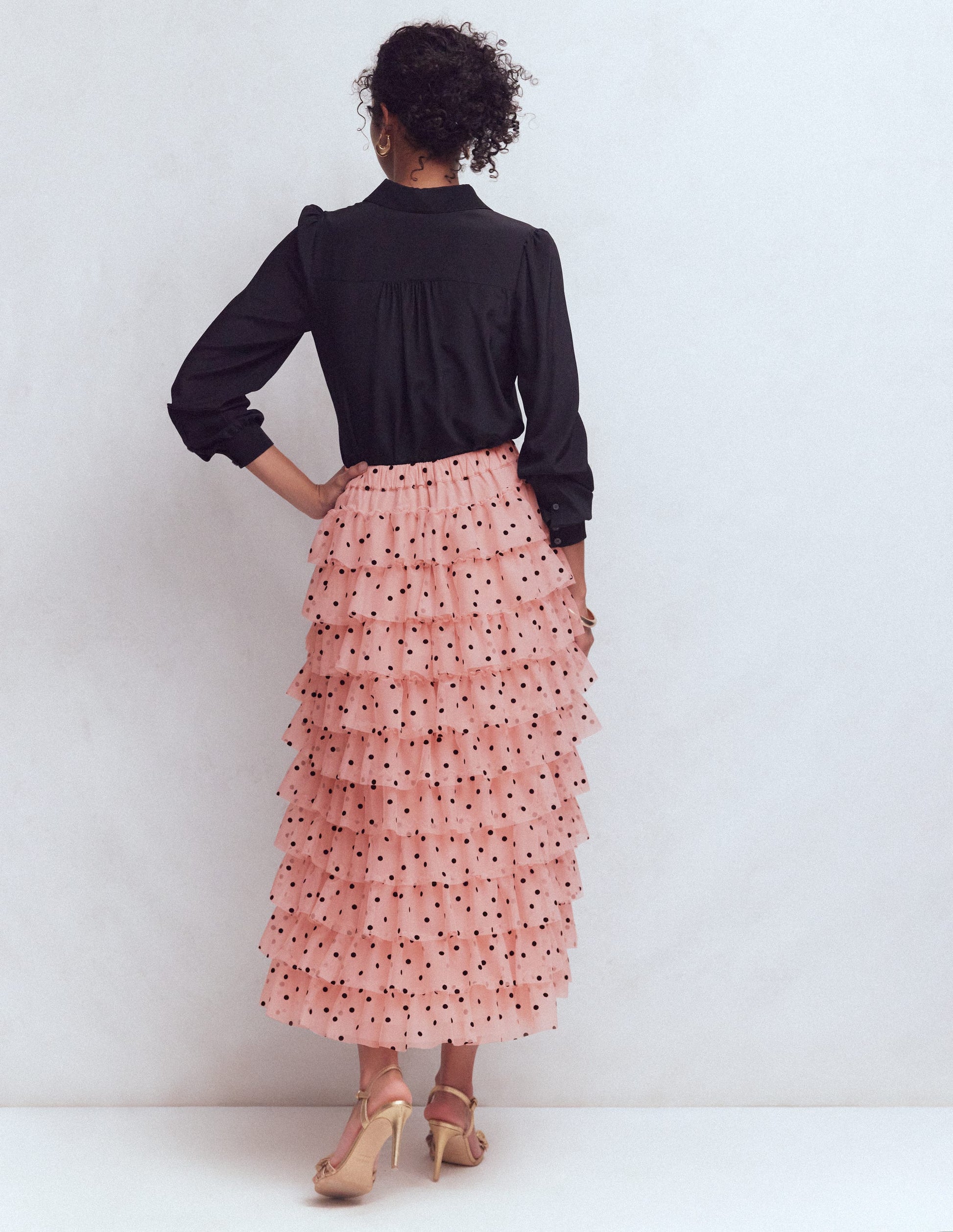 Gestufter Tüllrock-Rosa Gemalte Tupfen-7