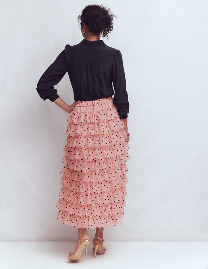 Gestufter Tüllrock-Rosa Gemalte Tupfen-7