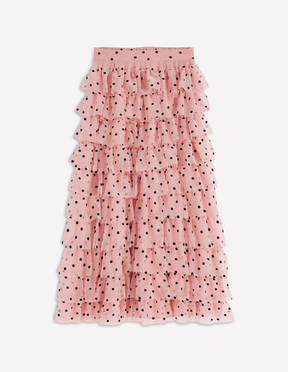 Gestufter Tüllrock-Rosa Gemalte Tupfen-8
