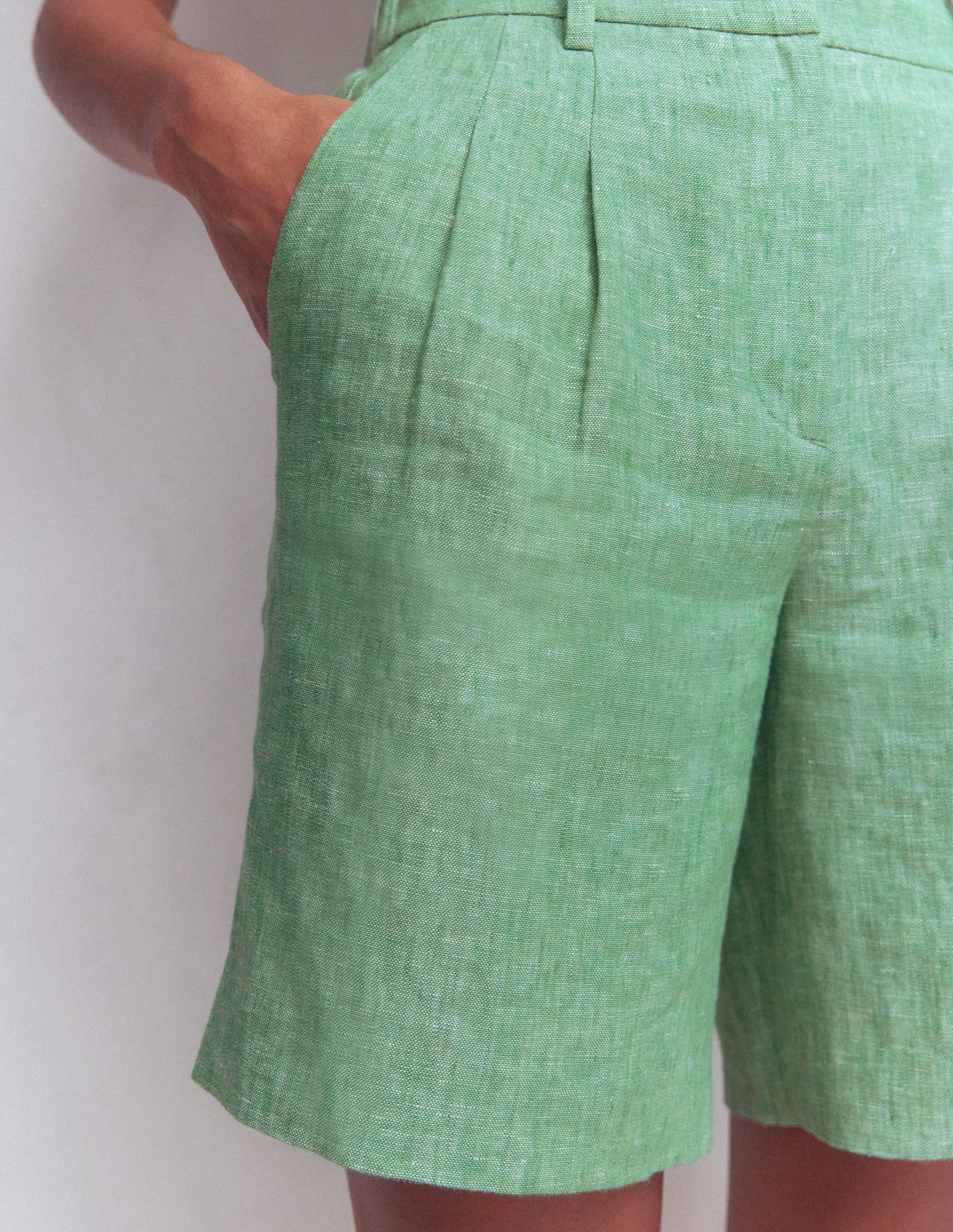 Short Kensington en lin-Chambray vert aloe vera - Image 2