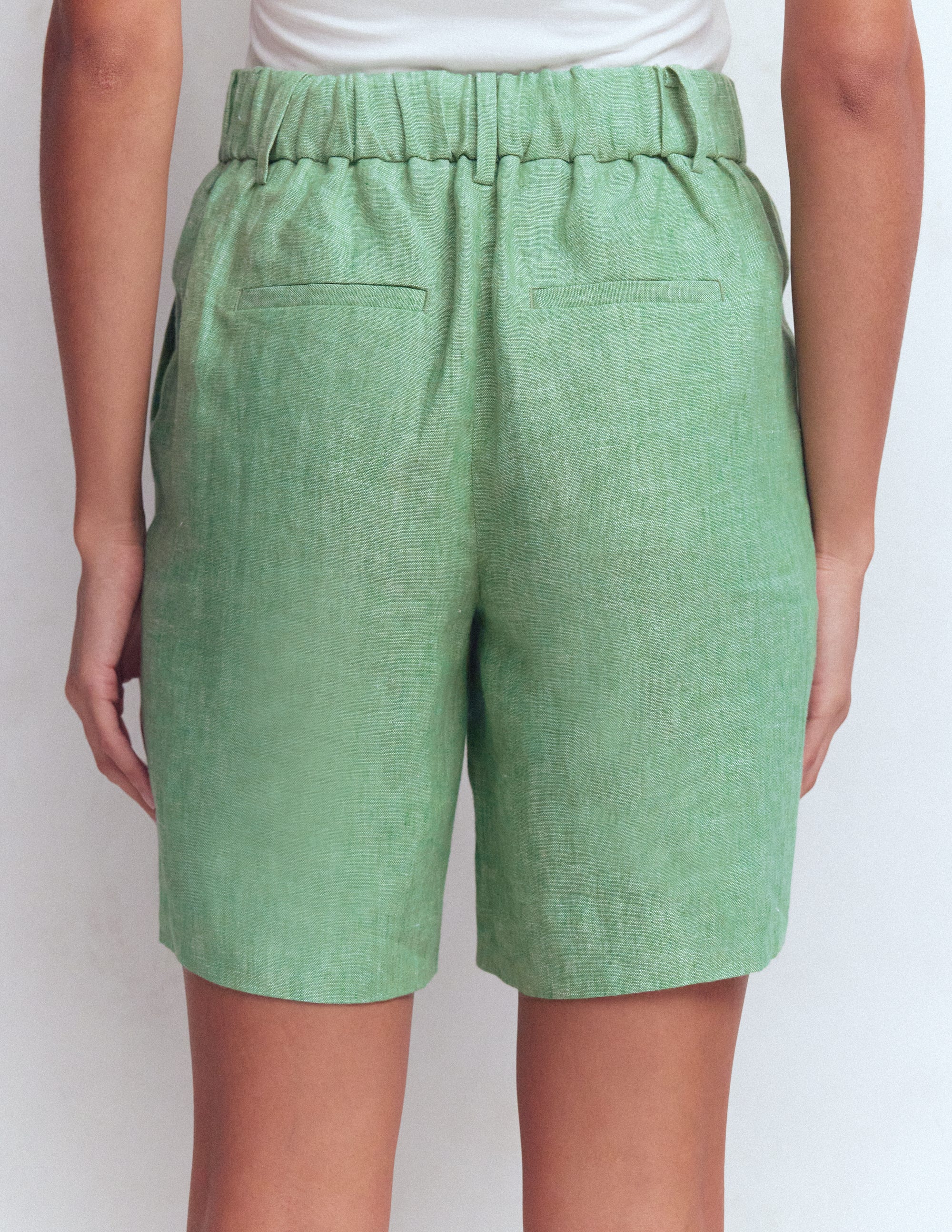Short Kensington en lin-Chambray vert aloe vera - Image 3