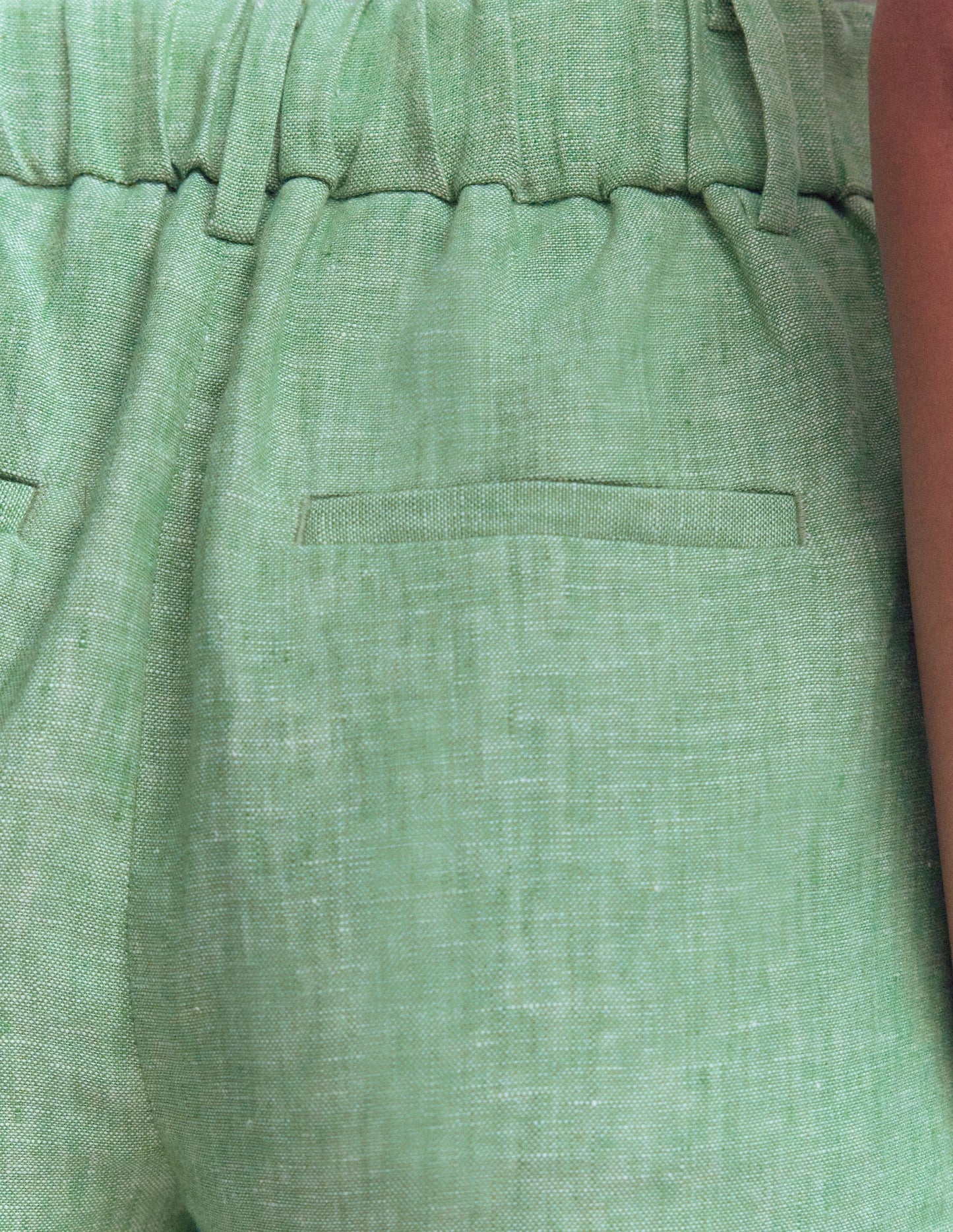 Short Kensington en lin-Chambray vert aloe vera