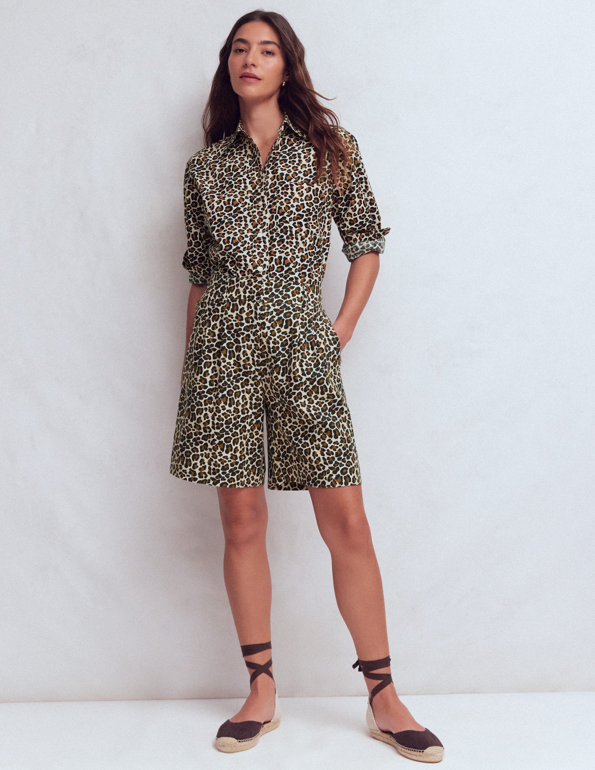 Kensington Linen Shorts-Almond Milk, Cheetah Pop-6