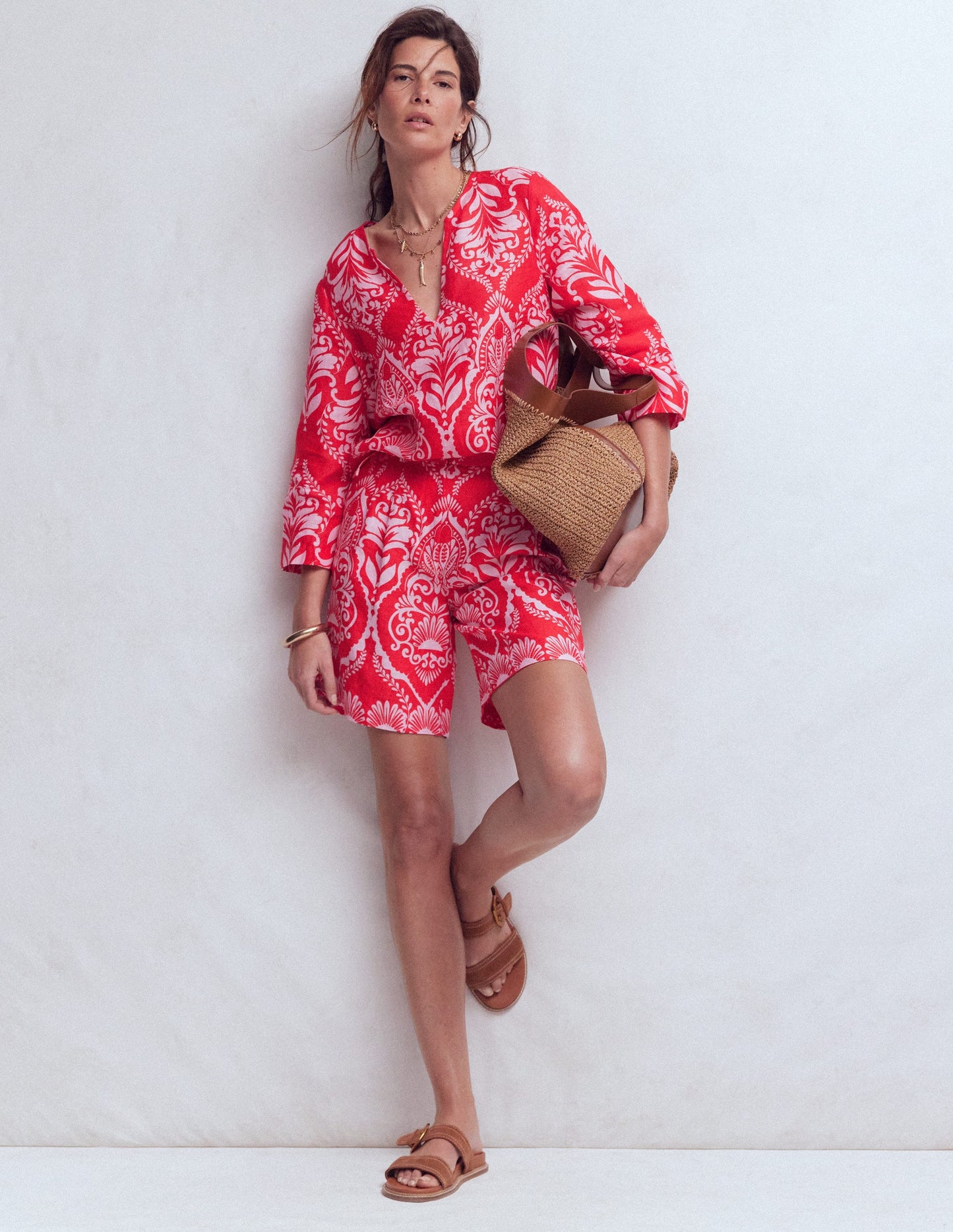 Kensington Leinenshorts-Mohnblumenrot, Ziergarten