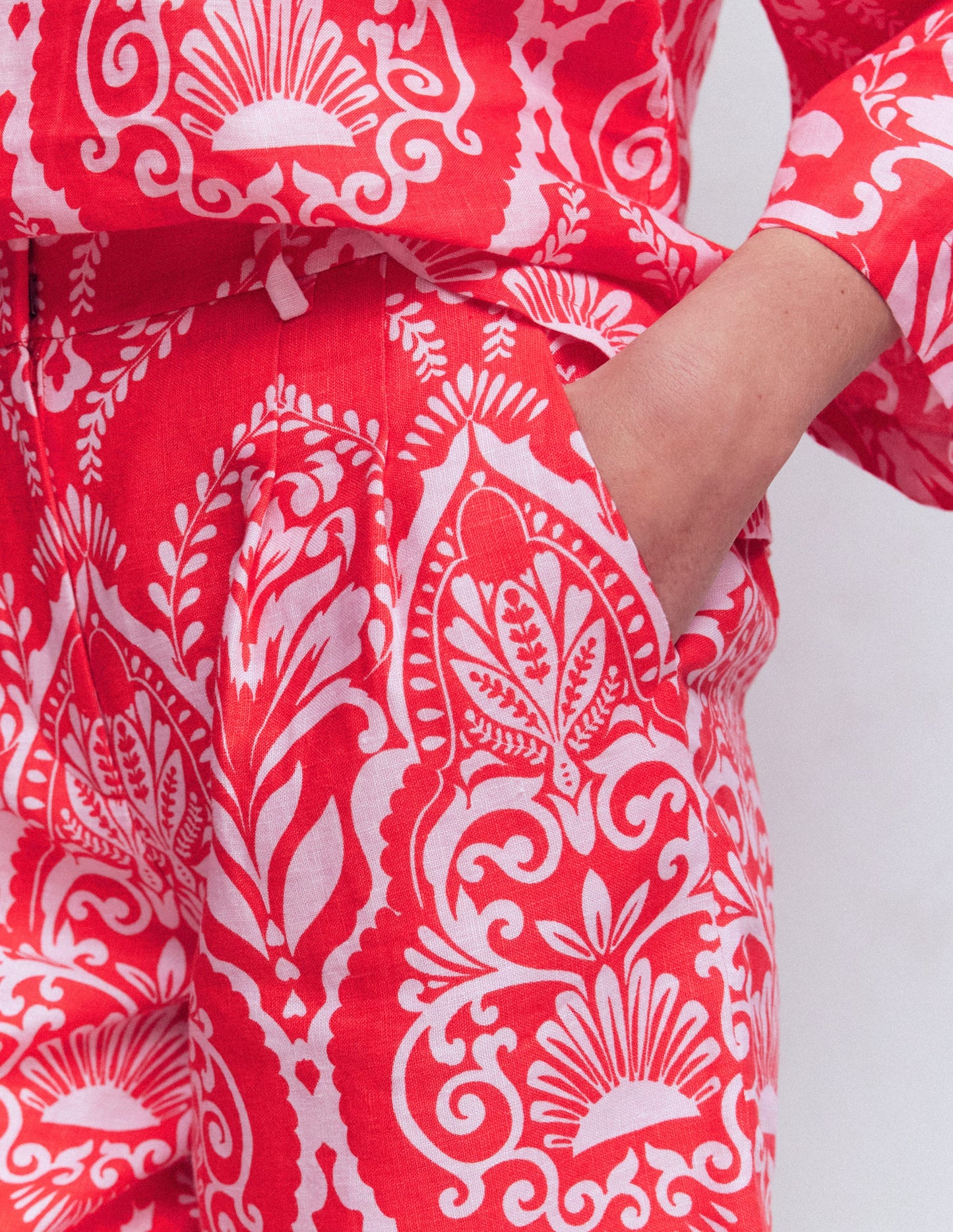 Kensington Leinenshorts-Mohnblumenrot, Ziergarten