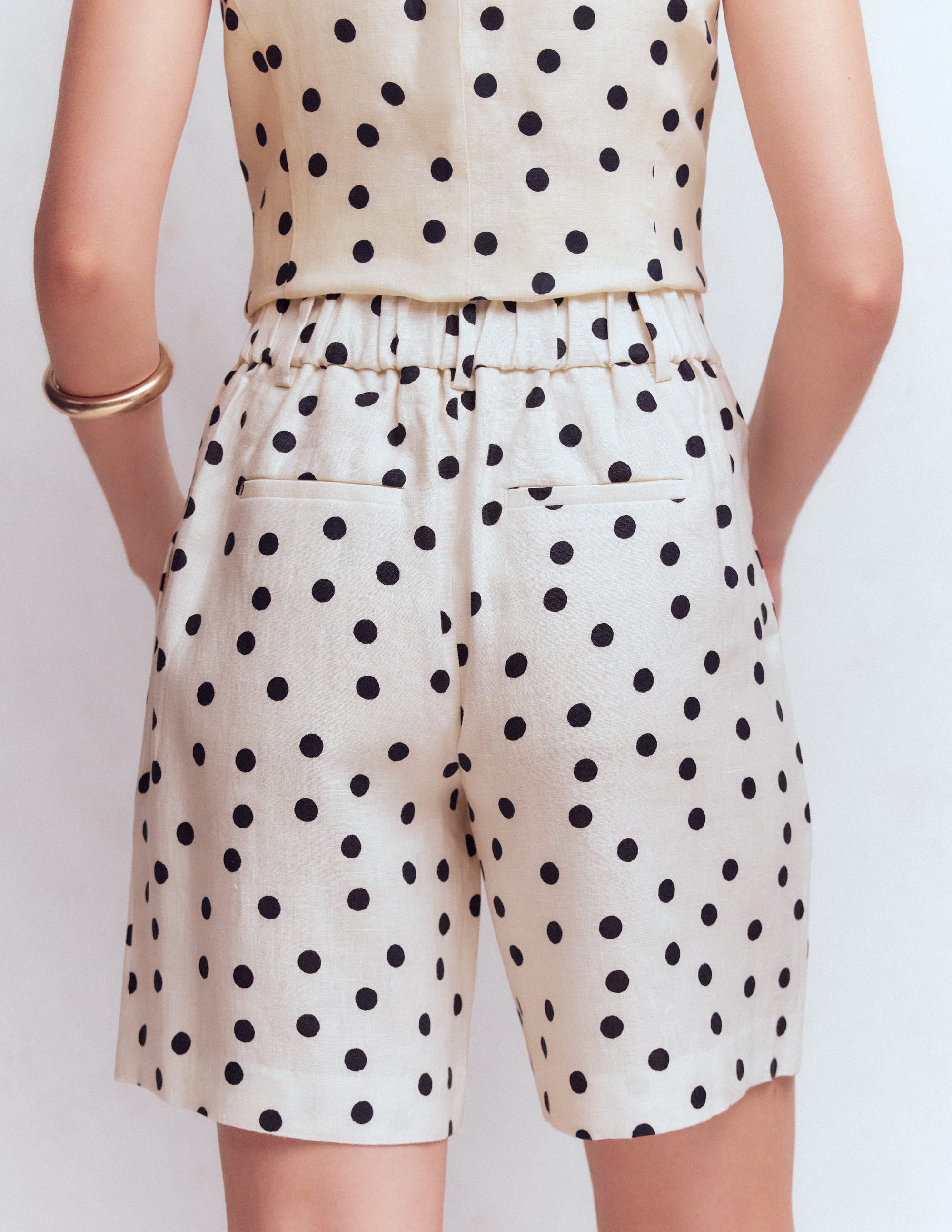 Short Kensington en lin-Ivoire, pois peints - Image 3