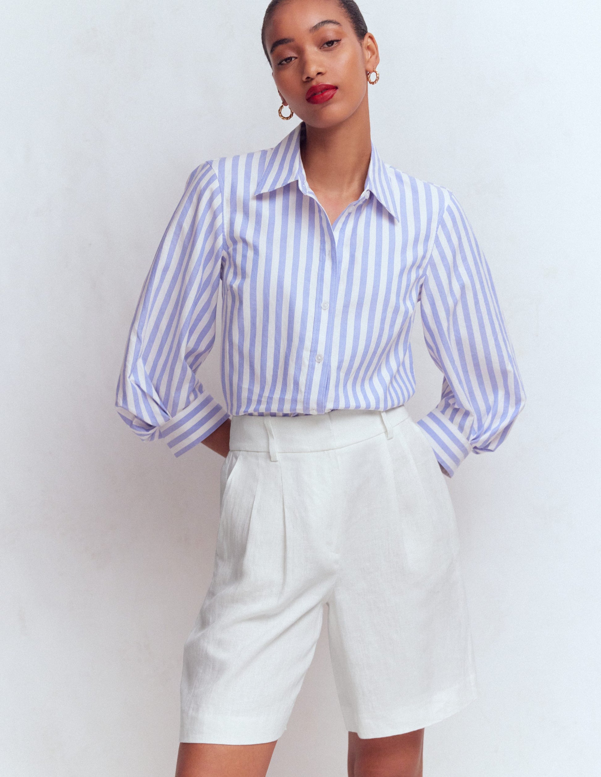 Short Kensington en lin-Blanc-1