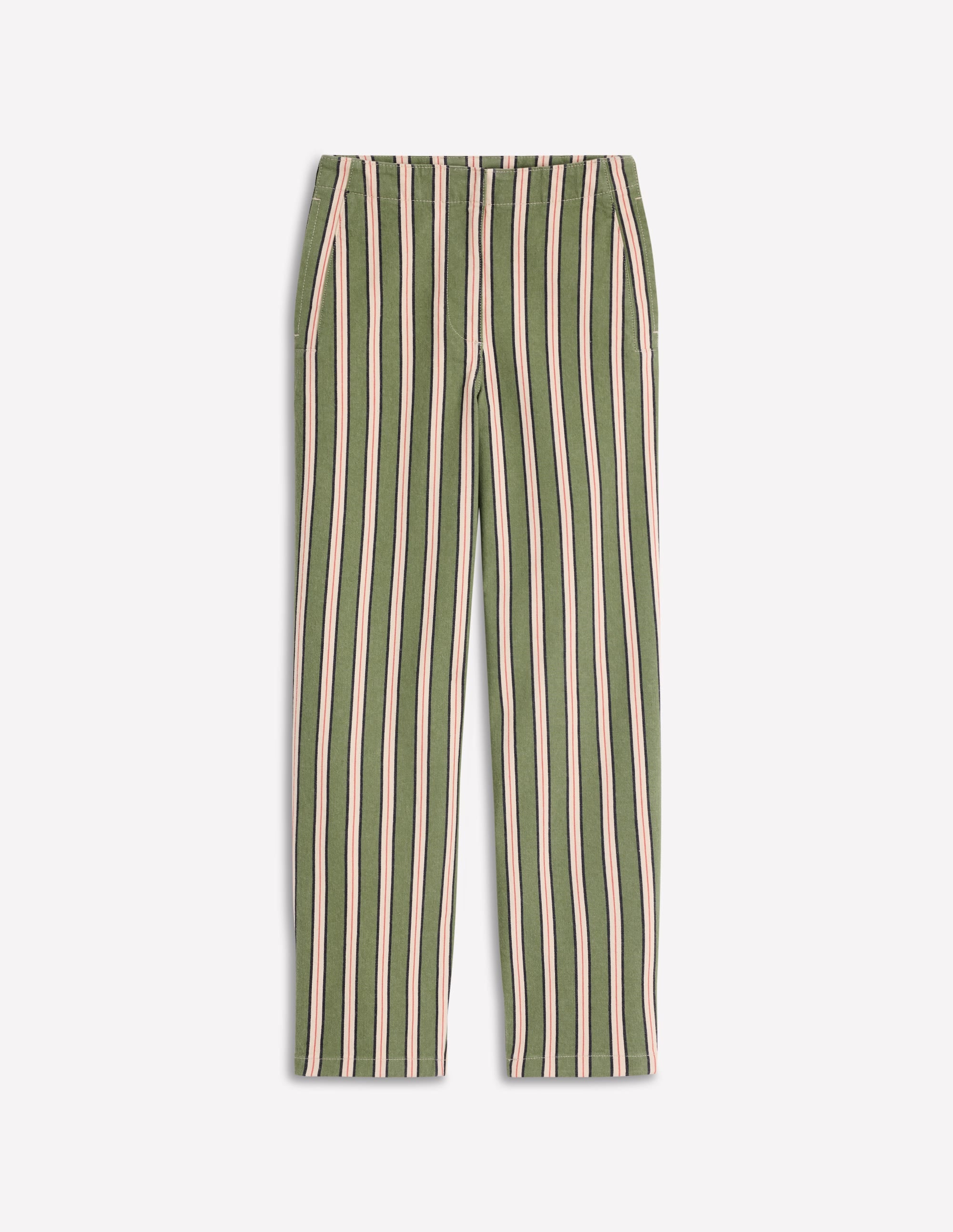 Barrel-Chinohose-Grün, Marineblau, Rosa Streifen - Image 6