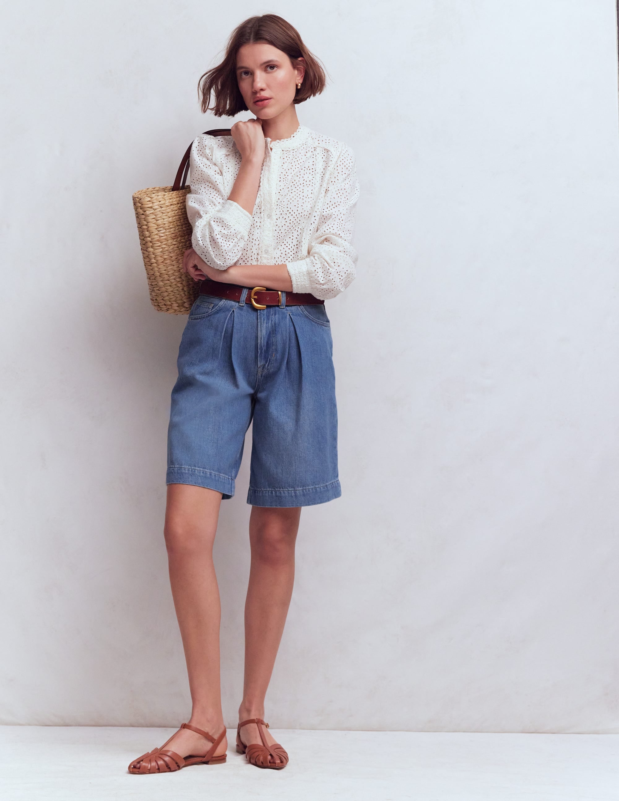 Denim-Bermudashorts-Ausgeblichene Optik - Image 4