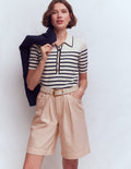Denim-Bermudashorts-Beige