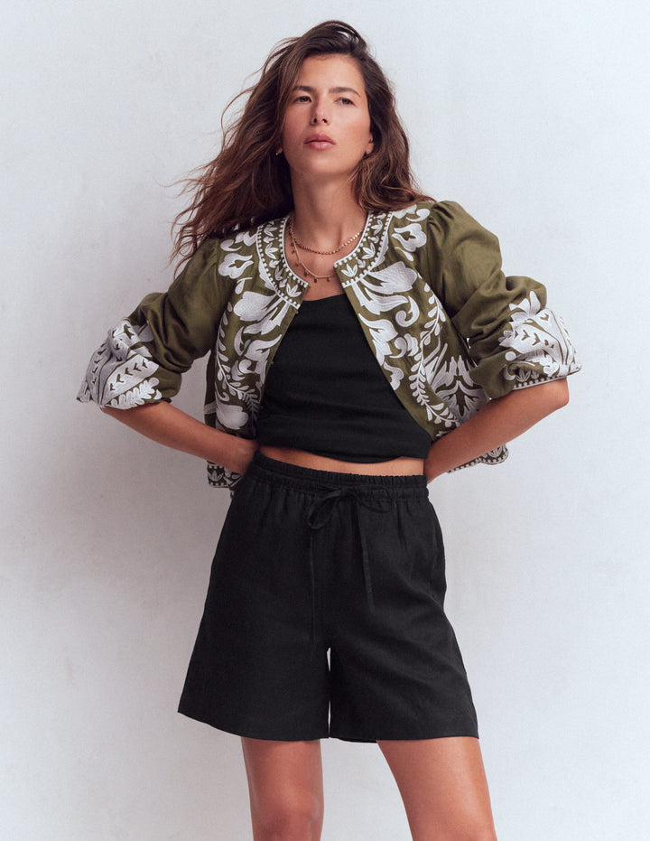 Islington Leinenshorts-Schwarz