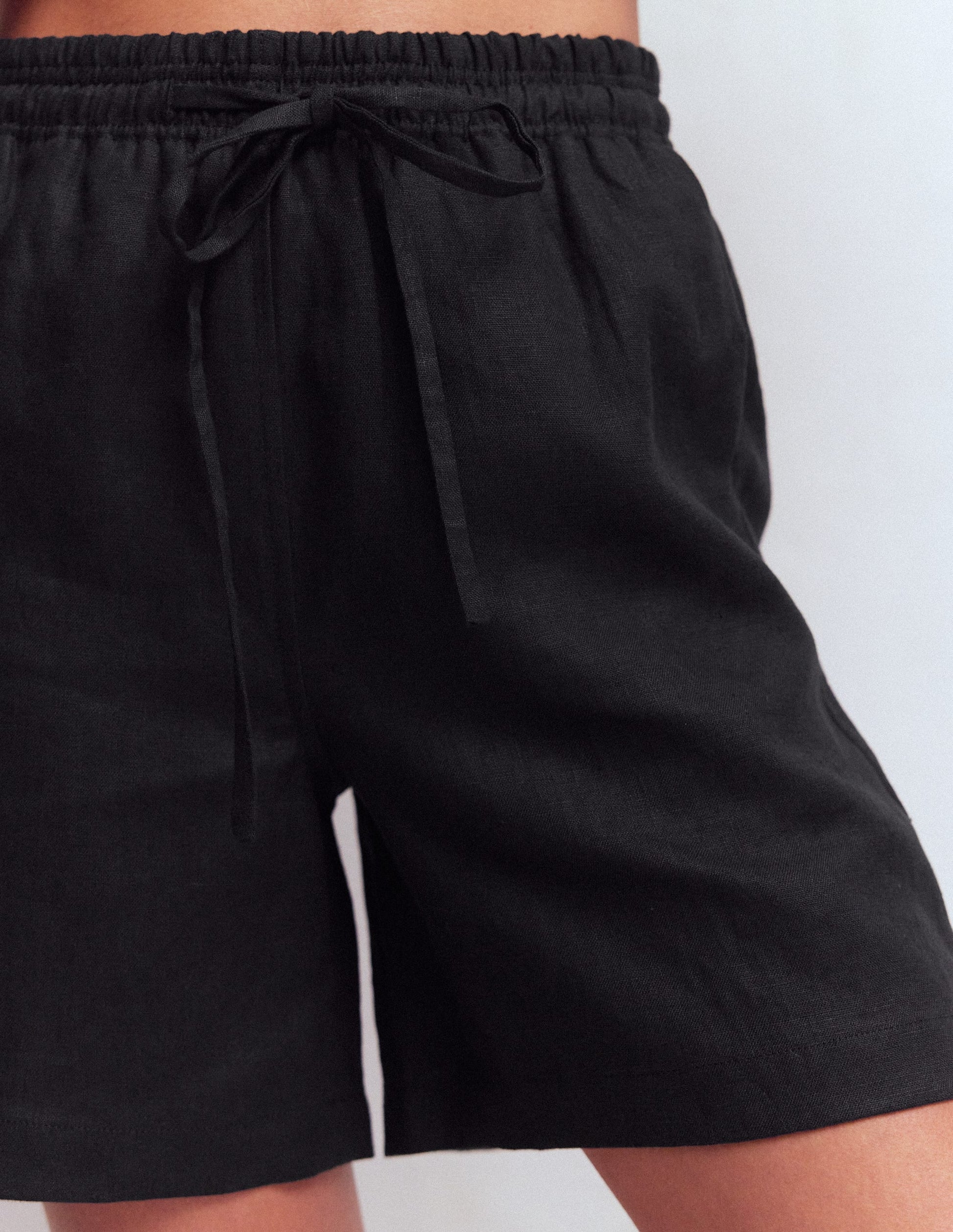 Islington Linen Shorts-Black-2