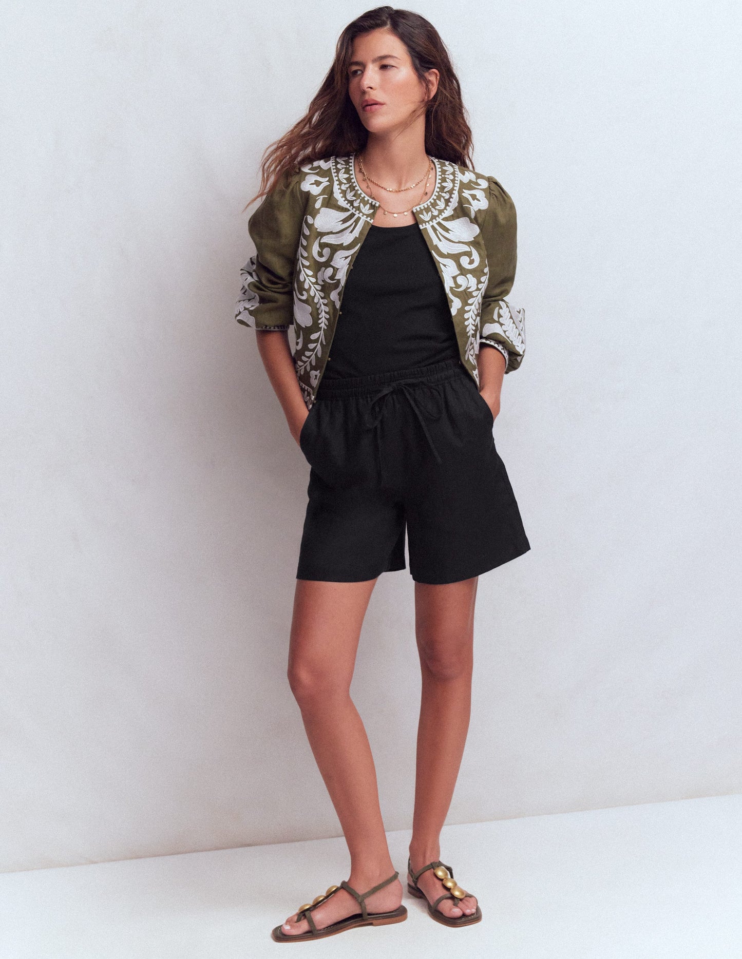 Islington Linen Shorts-Black