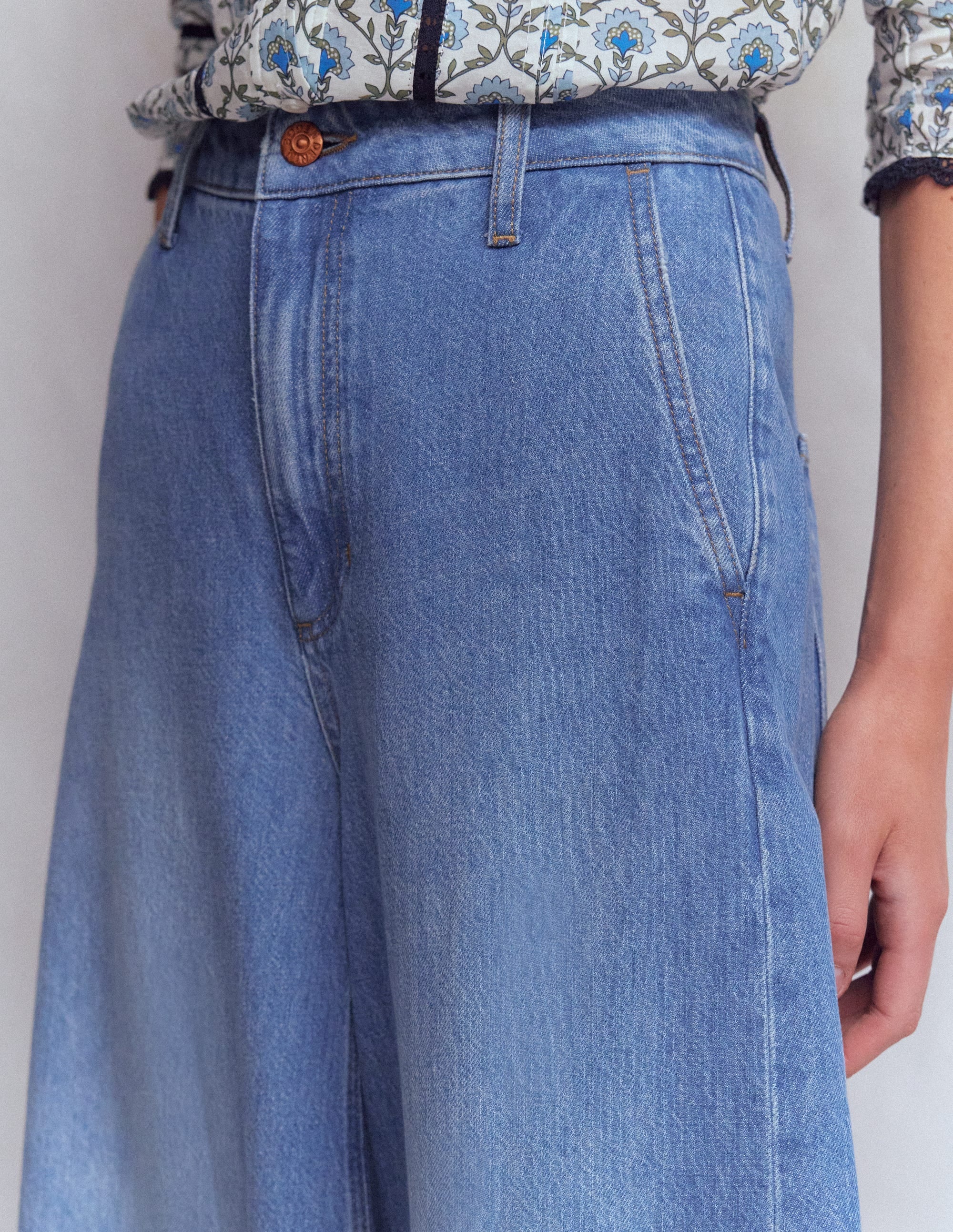 Jean palazzo taille haute-Bleu Clair Délavé - Image 2
