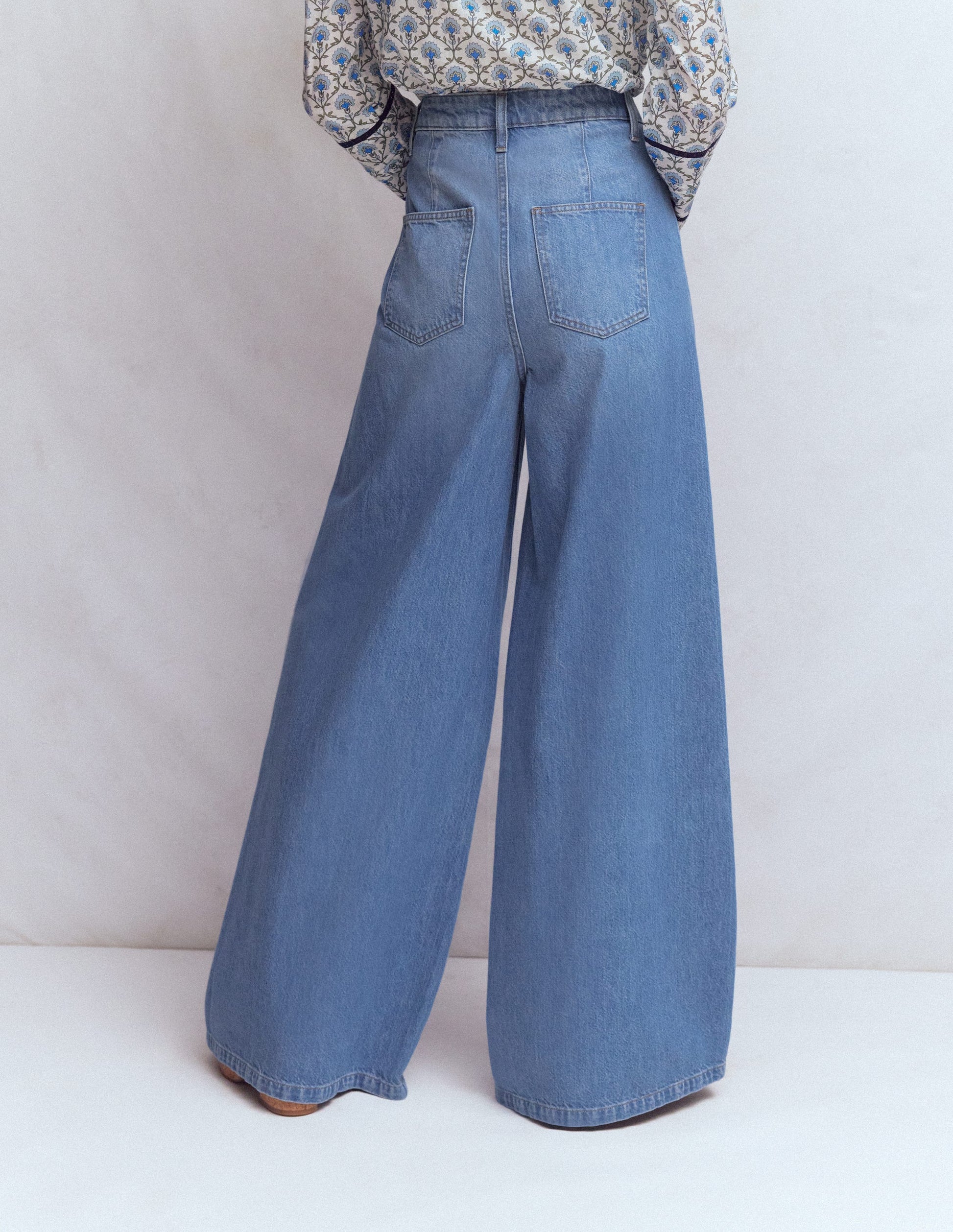 High Rise Palazzo Jeans-Light Wash-3