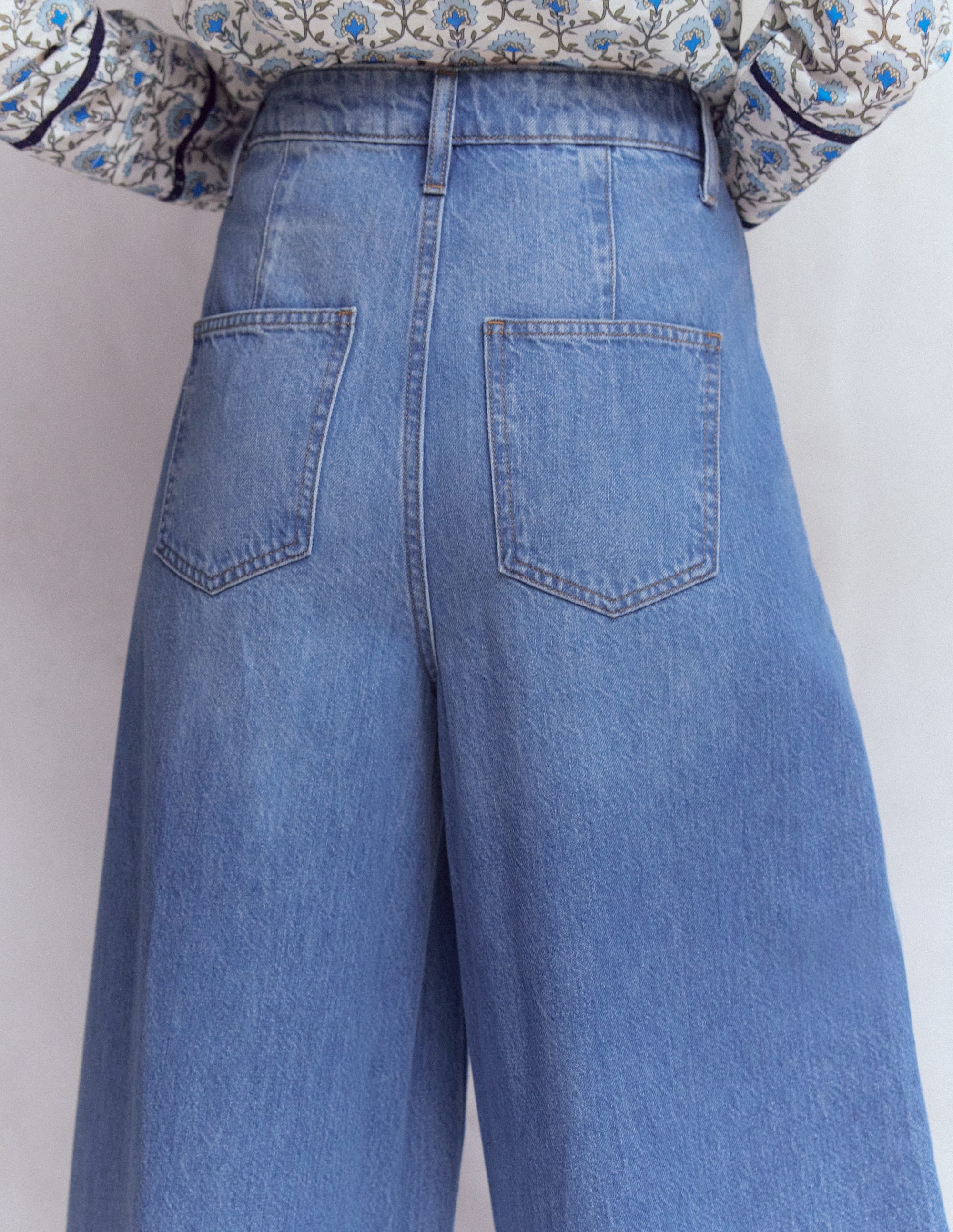 Jean palazzo taille haute-Bleu Clair Délavé - Image 5